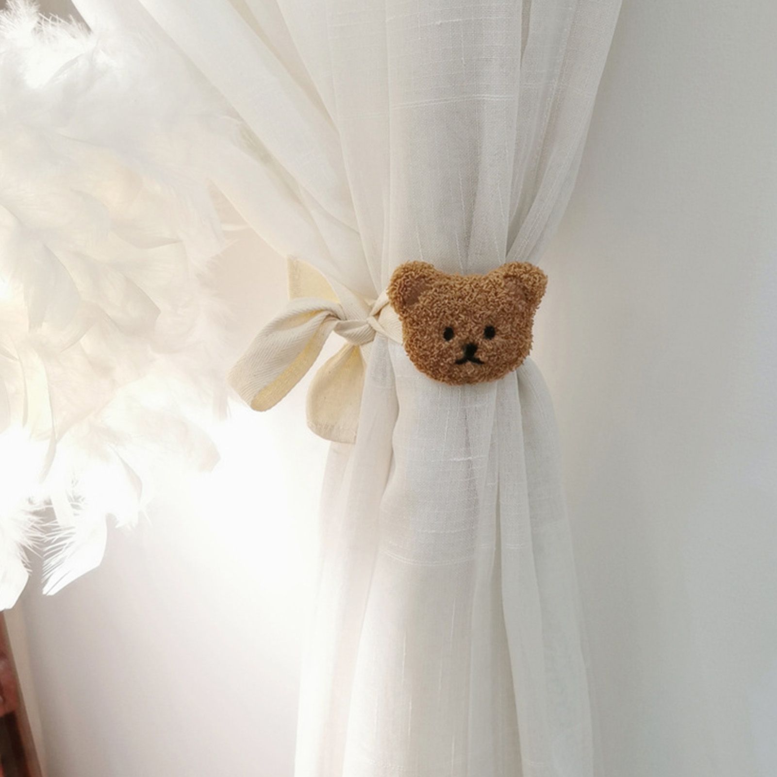 Curtain Tiebacks Embroidered Bear Head Curtain Strap Tie Rope Children Room view 9