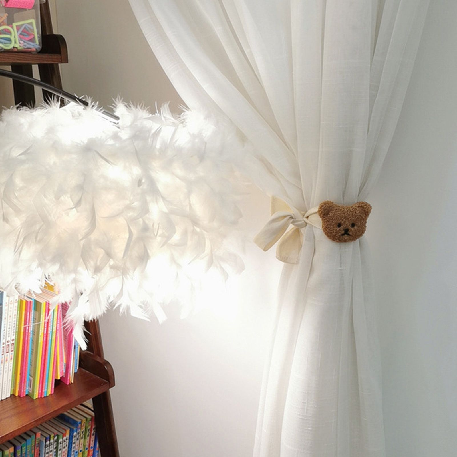 Curtain Tiebacks Embroidered Bear Head Curtain Strap Tie Rope Children Room view 15