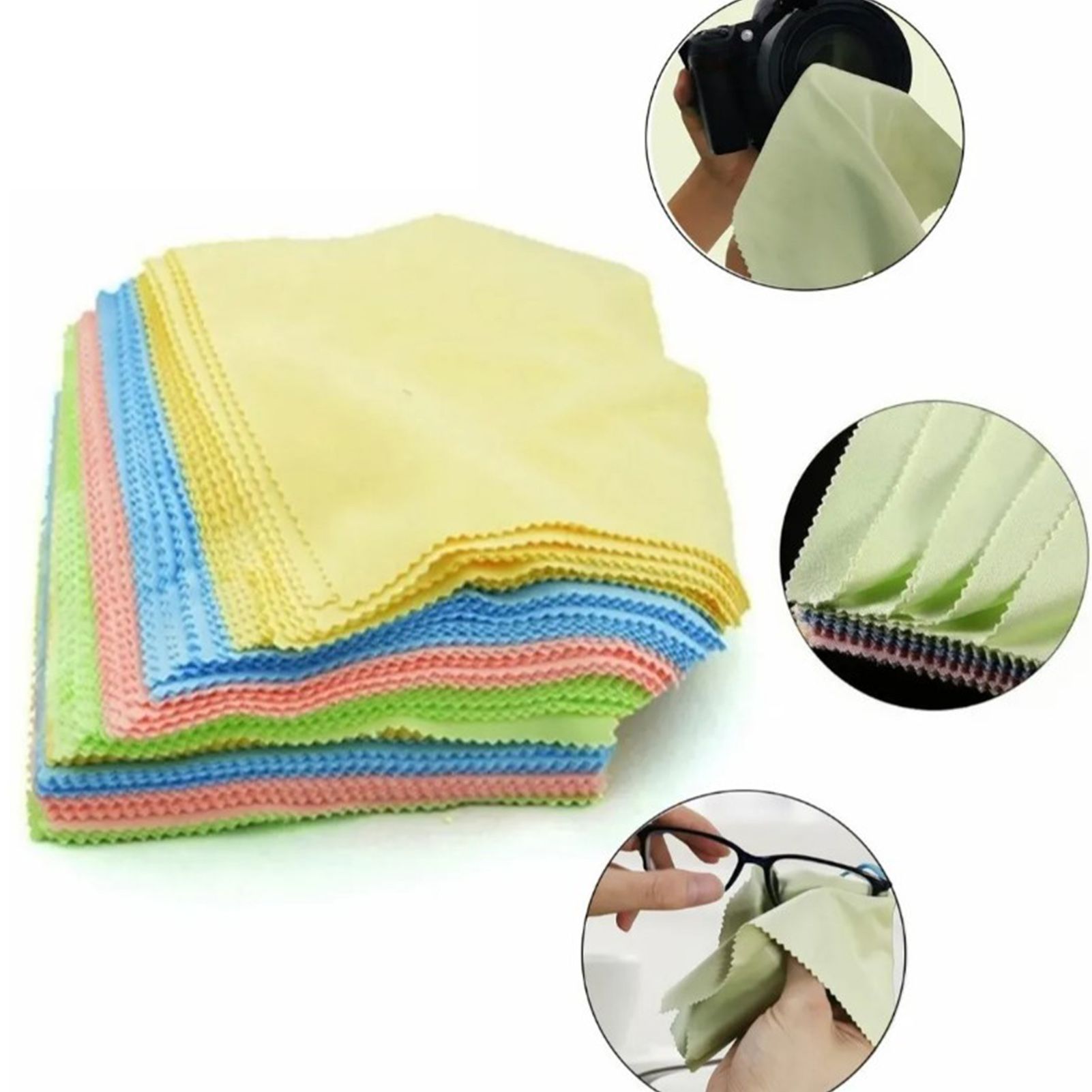 100Pcs Colorful Microfiber Cleaning Cloths Thickened Knitting Eyeglasses view 5