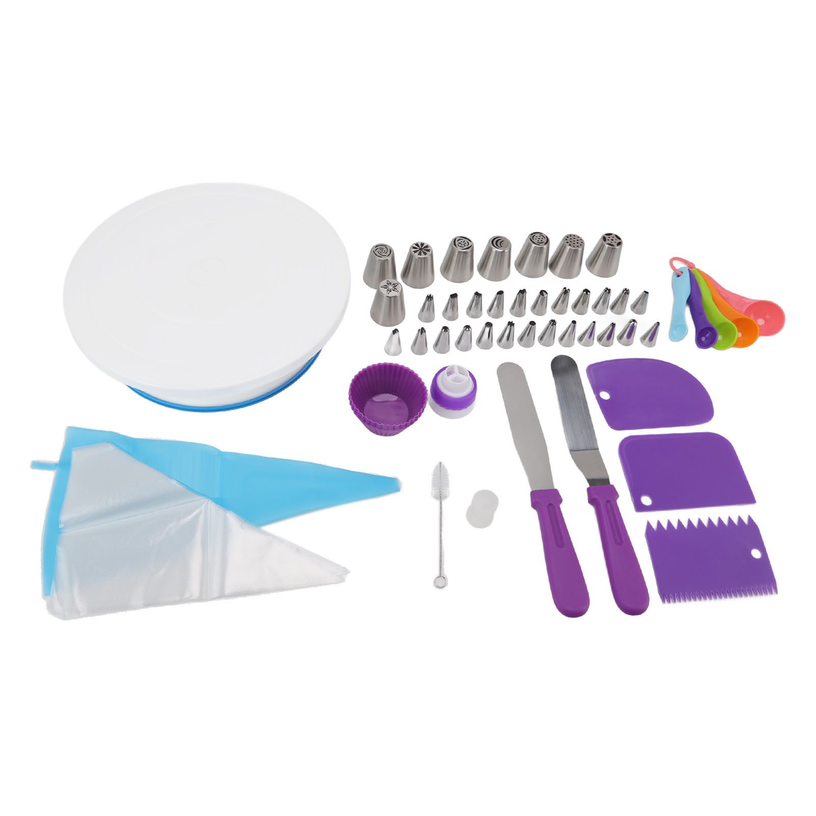 Cake Turntable Set Decorating Table Decorating Piping Nozzle Silicone Bag DIY view 2