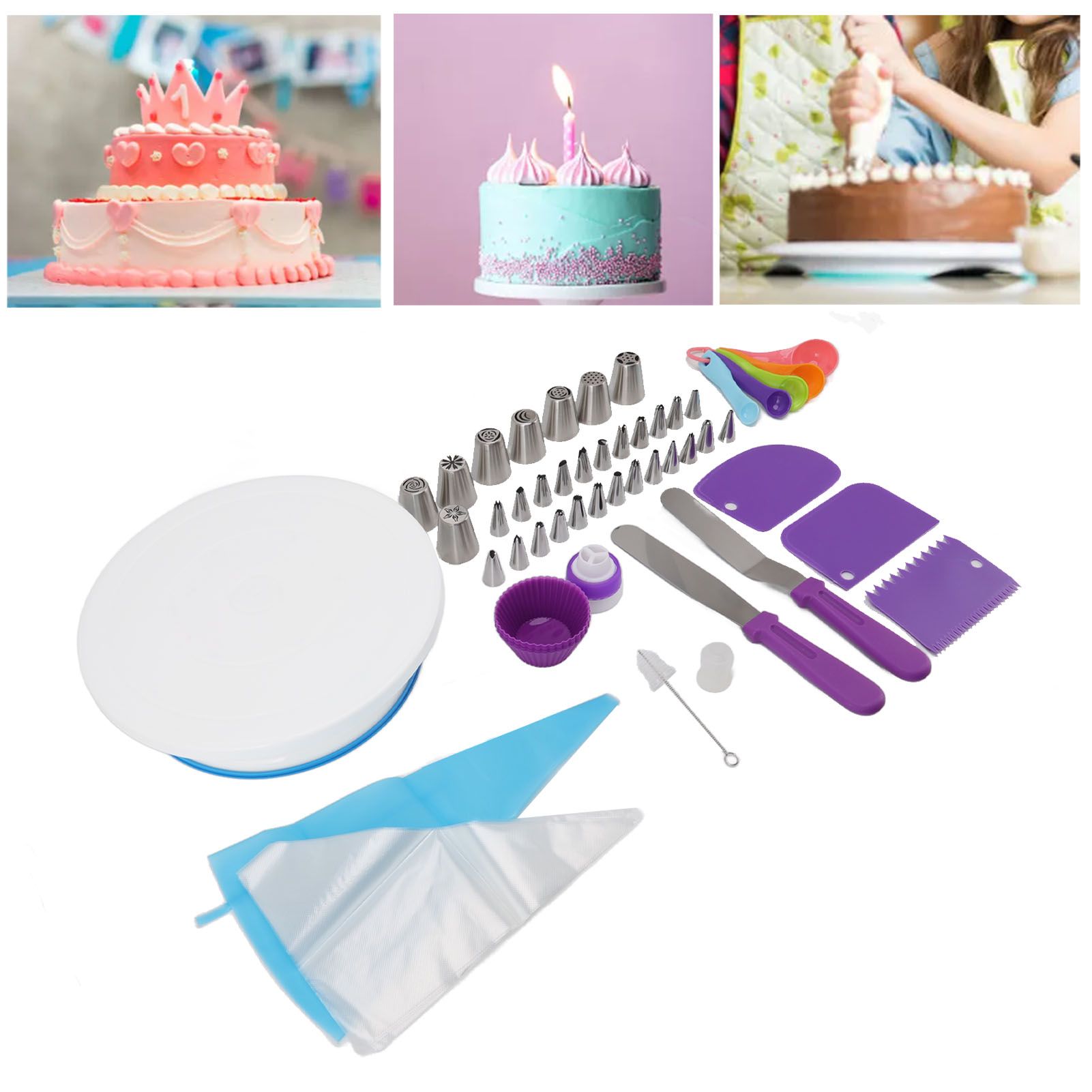 Cake Turntable Set Decorating Table Decorating Piping Nozzle Silicone Bag DIY view 12