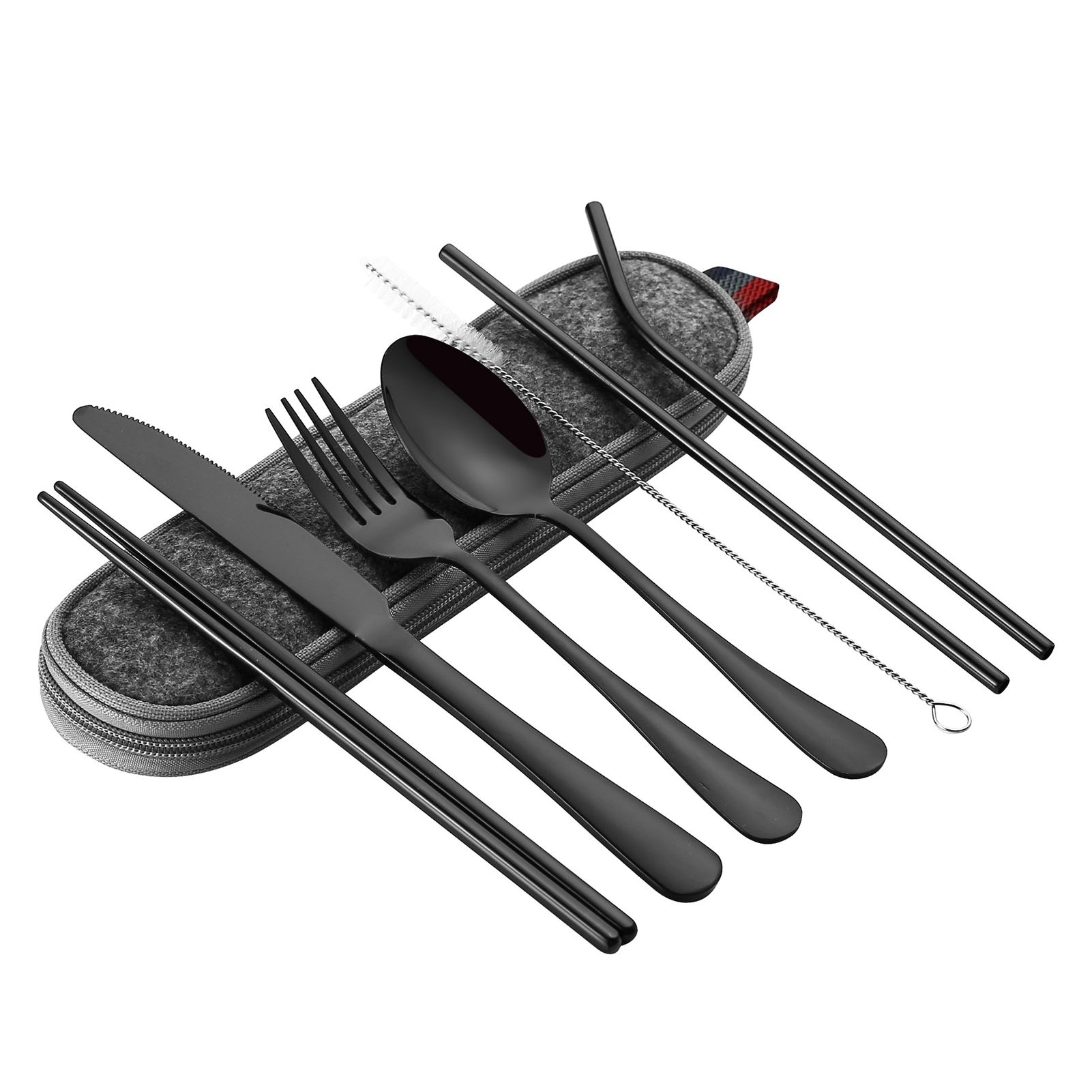 8 Pieces Stainless Steel Flatware Set Portable Travel Cutlery Set with Case