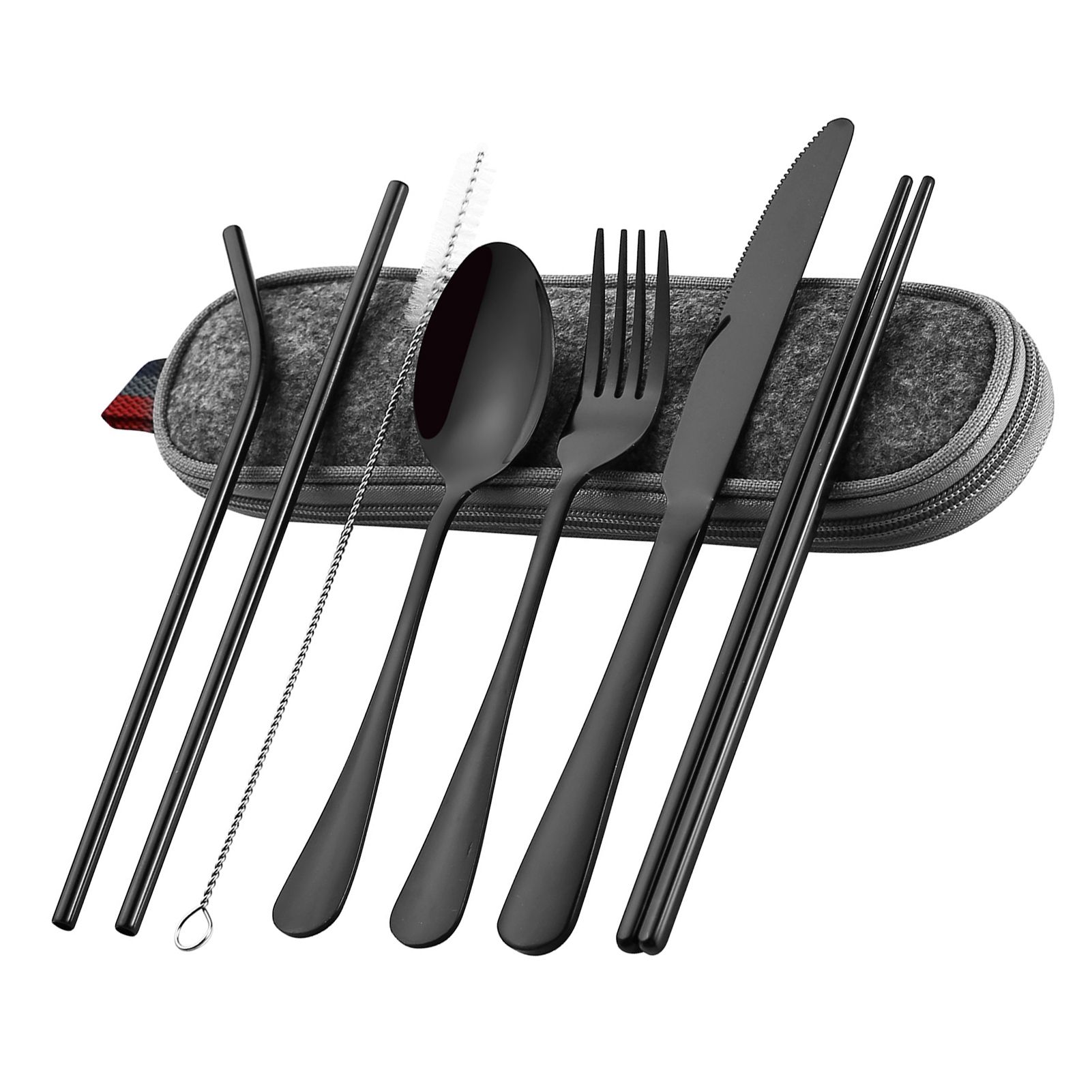 8 Pieces Stainless Steel Flatware Set Portable Travel Cutlery Set with Case view 3