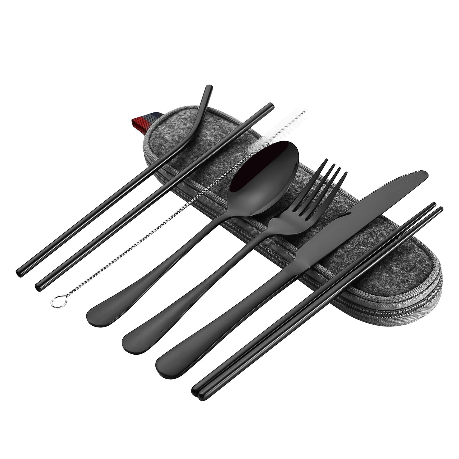 8 Pieces Stainless Steel Flatware Set Portable Travel Cutlery Set with Case view 4