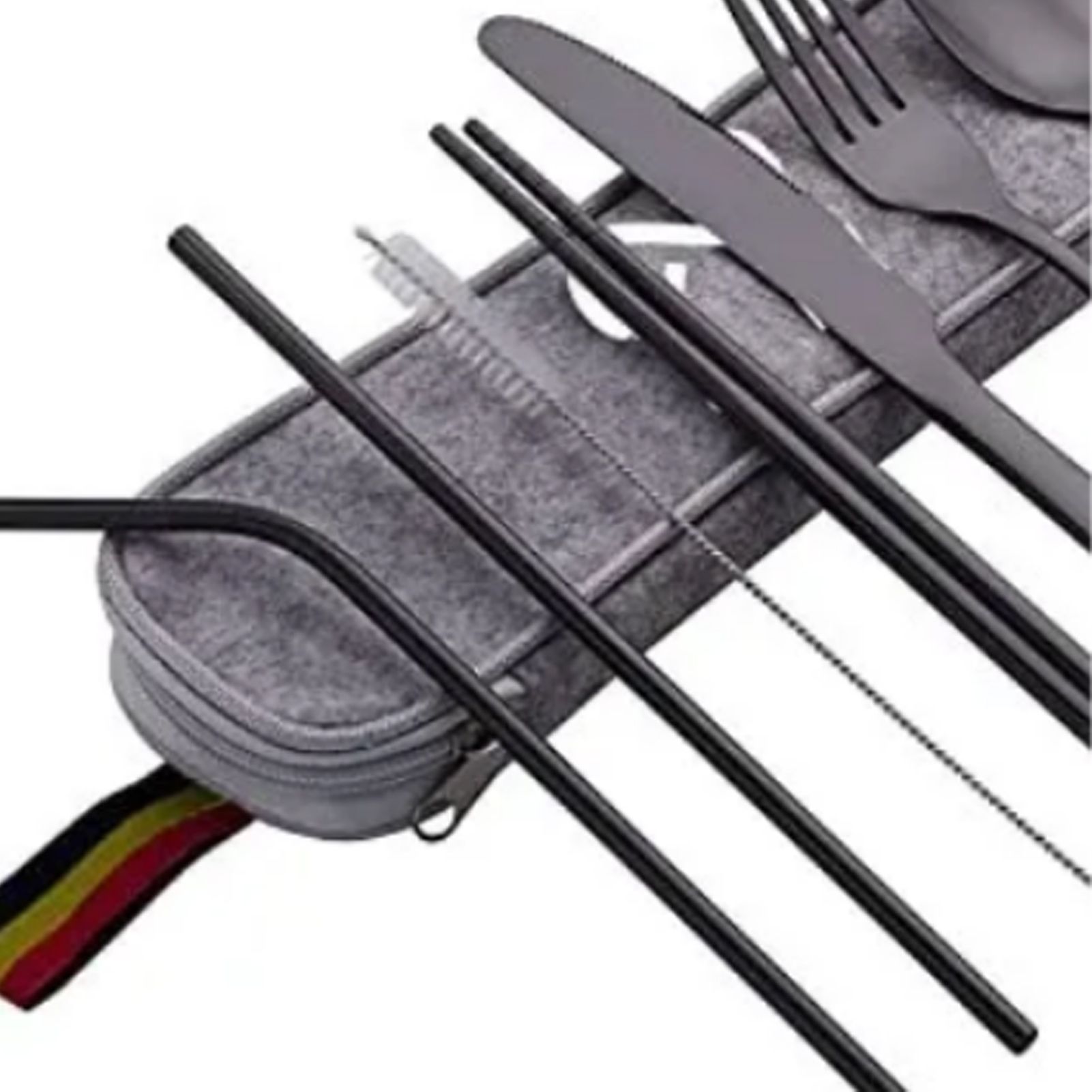 8 Pieces Stainless Steel Flatware Set Portable Travel Cutlery Set with Case view 7