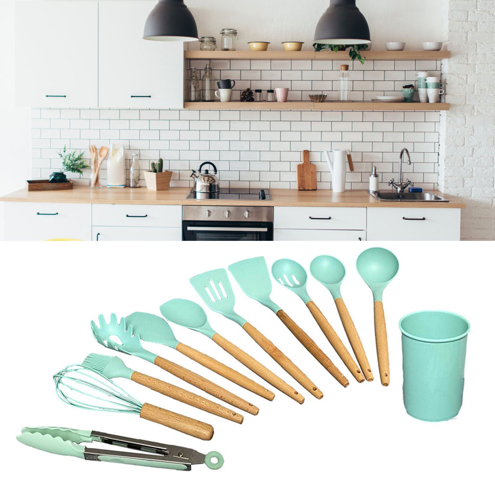 12pcs Nylon Cooking Utensil Set BPA Free Heat Resistant Prevents Stick Kitchen view 5