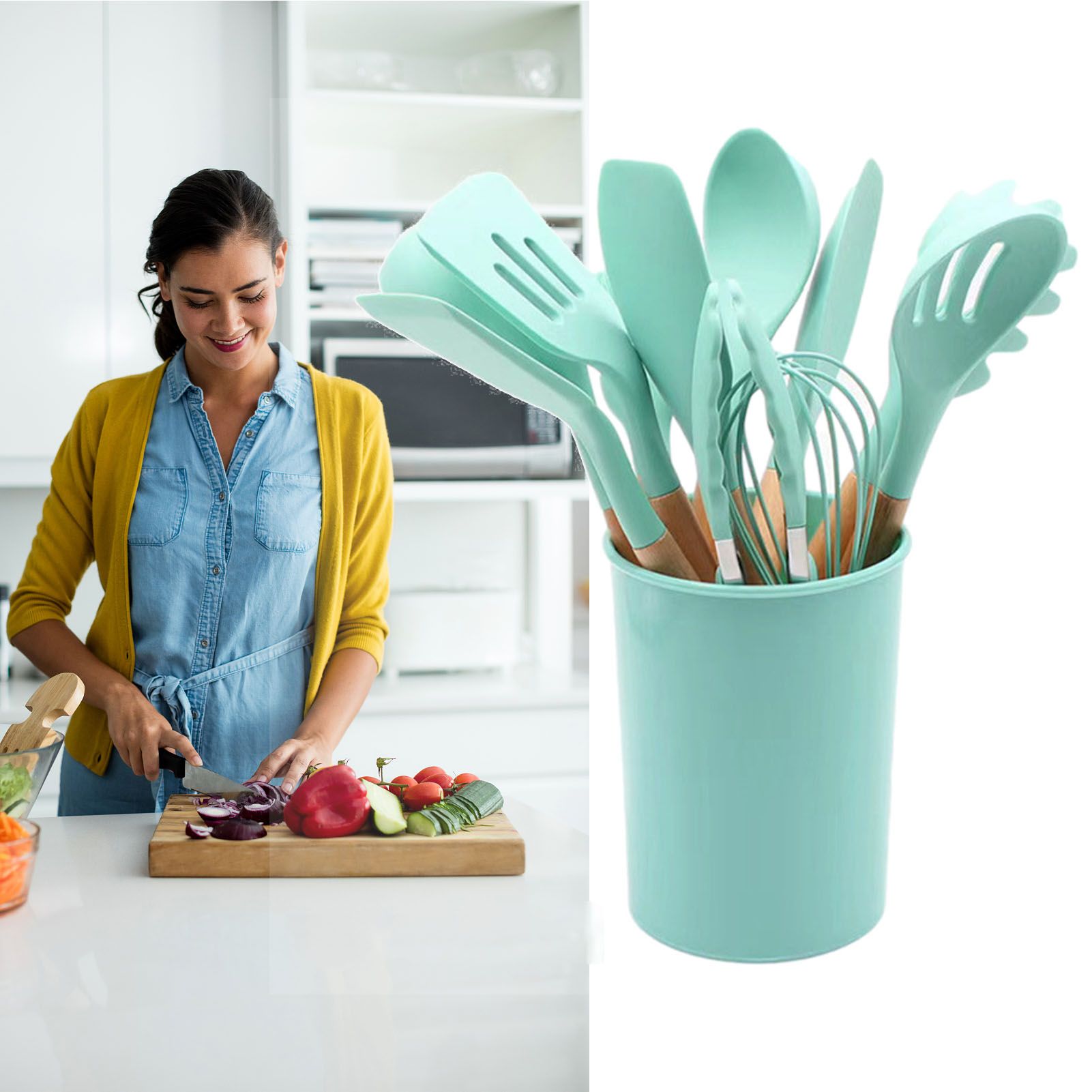 12pcs Nylon Cooking Utensil Set BPA Free Heat Resistant Prevents Stick Kitchen view 6