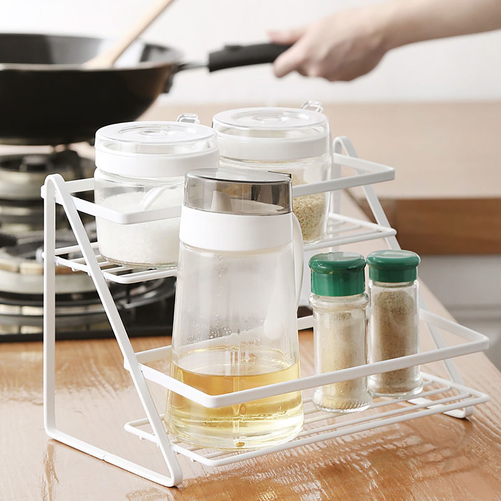 Spice Rack Organizer Seasoning Bottle Jar Shelf Multifunctional Home Kitchen view 10