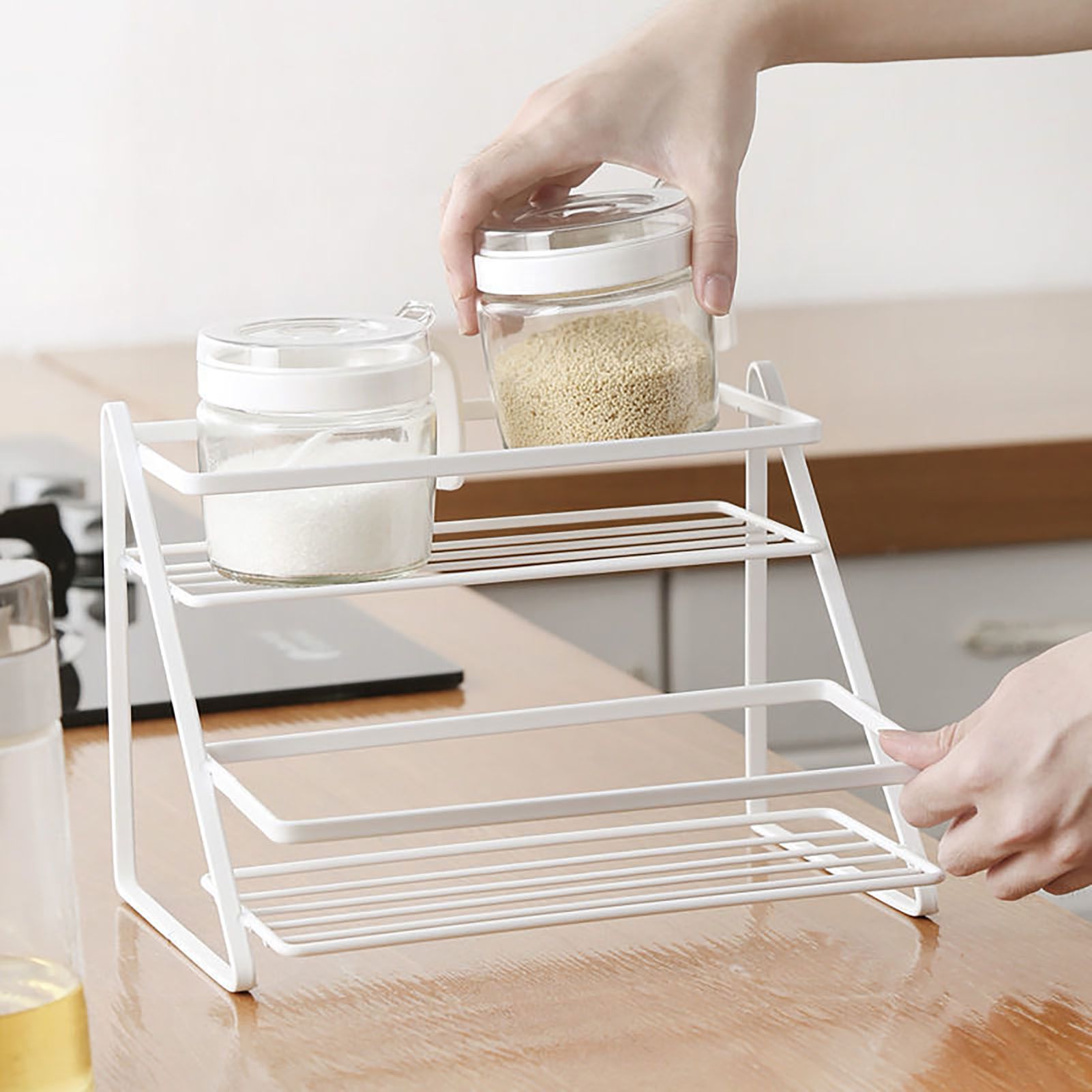Spice Rack Organizer Seasoning Bottle Jar Shelf Multifunctional Home Kitchen view 12