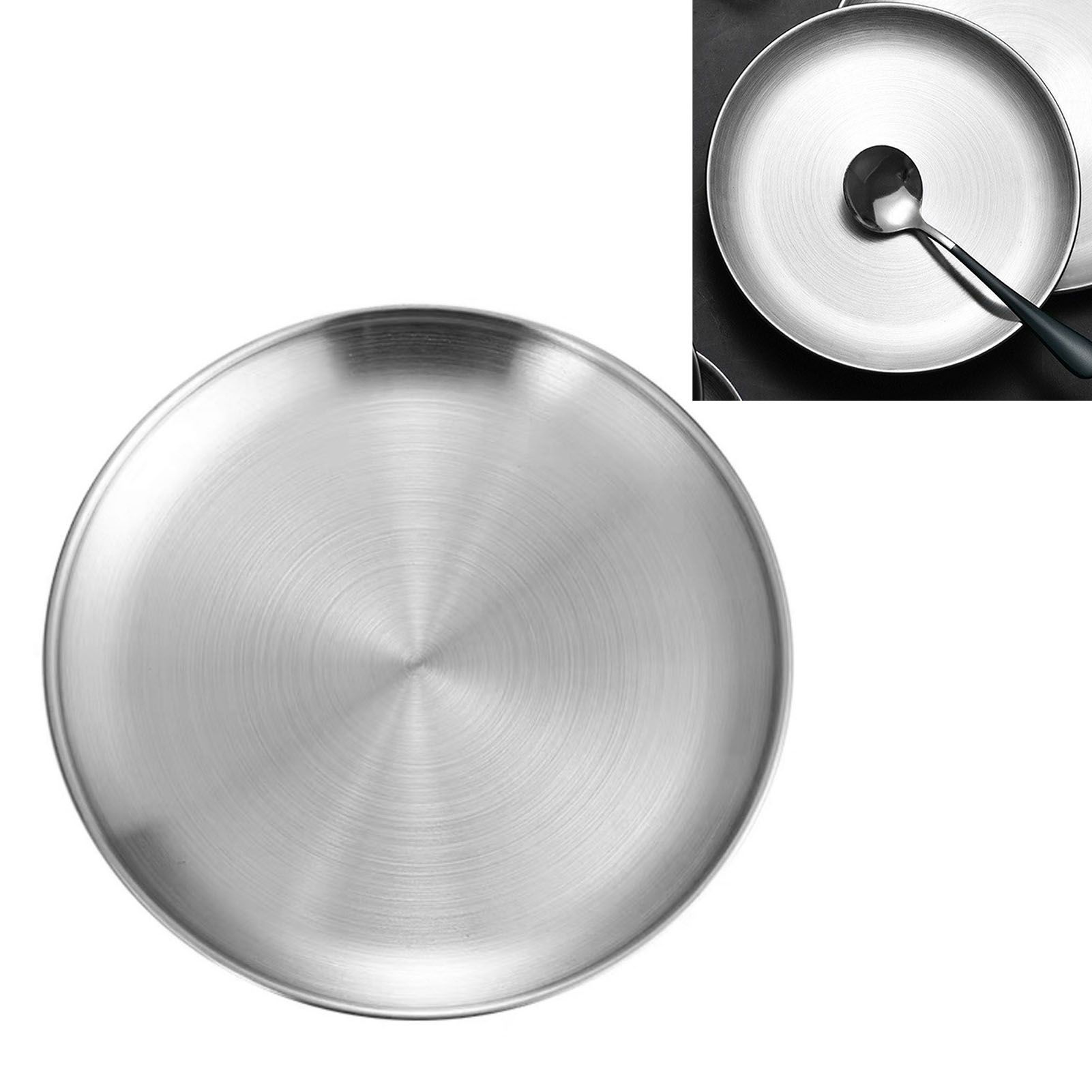 Stainless Steel Round Pizza Pan Tray Diameter 11.8in Round Brushed Metal view 4