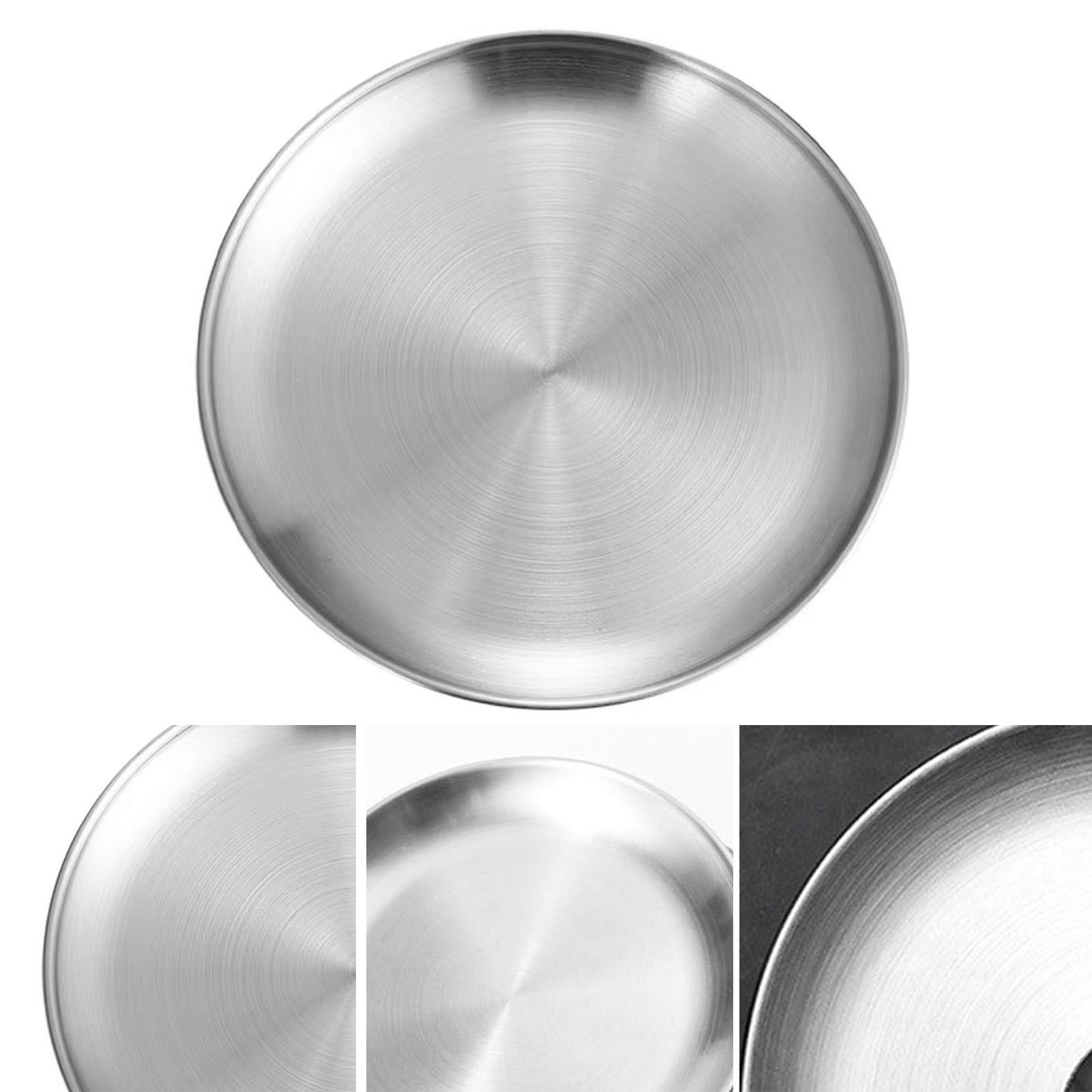 Stainless Steel Round Pizza Pan Tray Diameter 11.8in Round Brushed Metal view 11