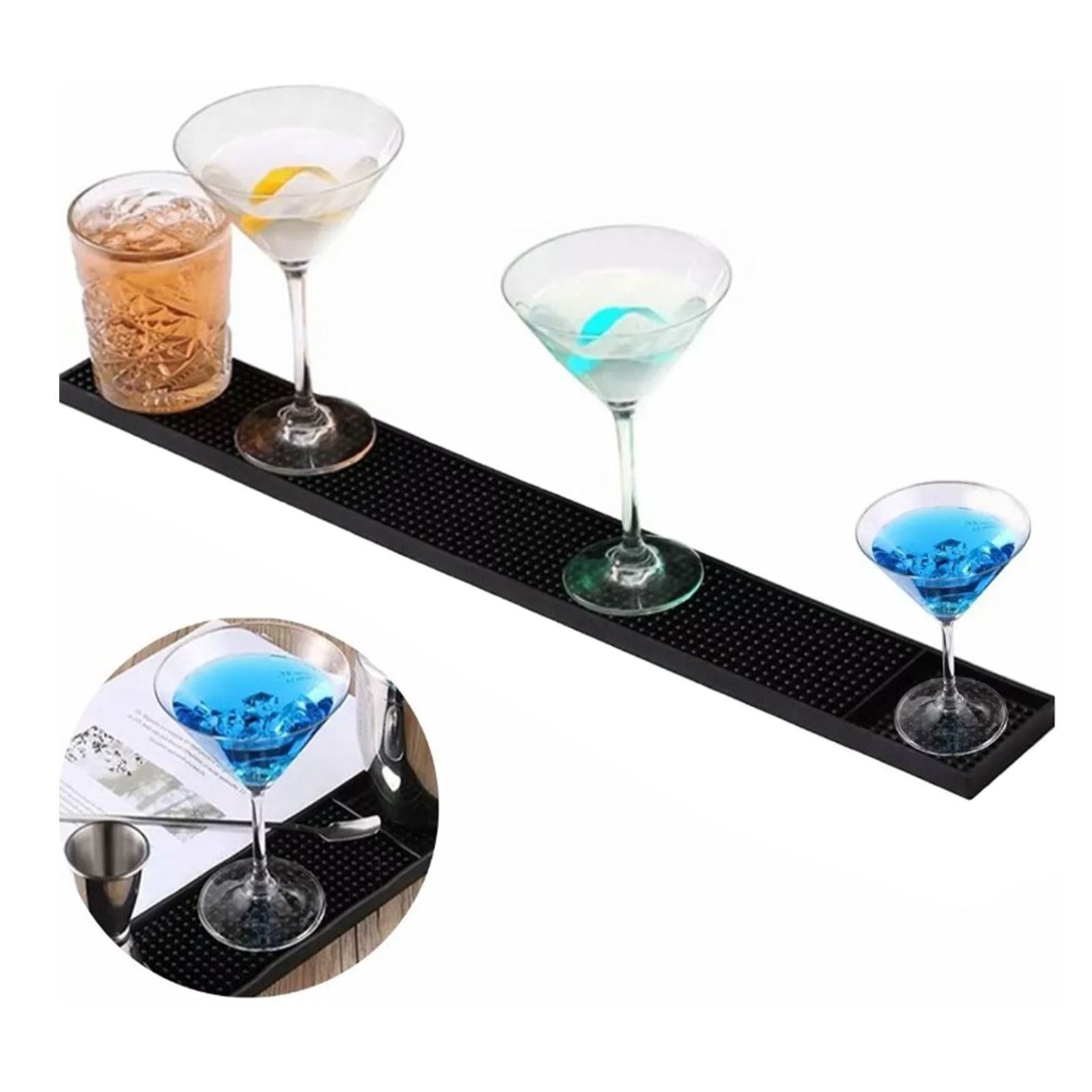 60x8x1CM Bar Rail Mat PVC Black Antiskid Bar Service Spill Mat for Coffee view 12