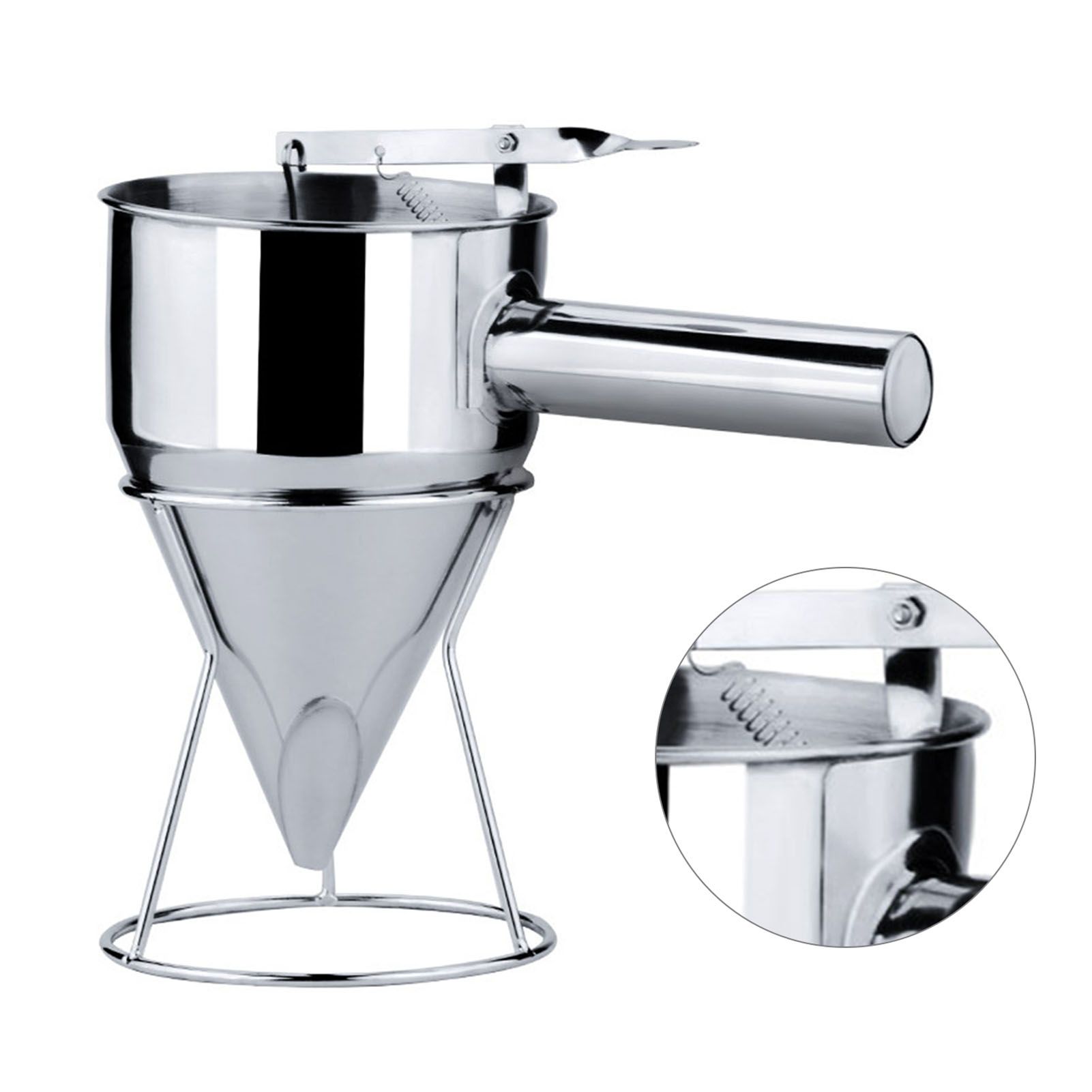 Stainless Steel Pancake Batter Dispenser Funnel 1200ML Large Capacity Conical view 2