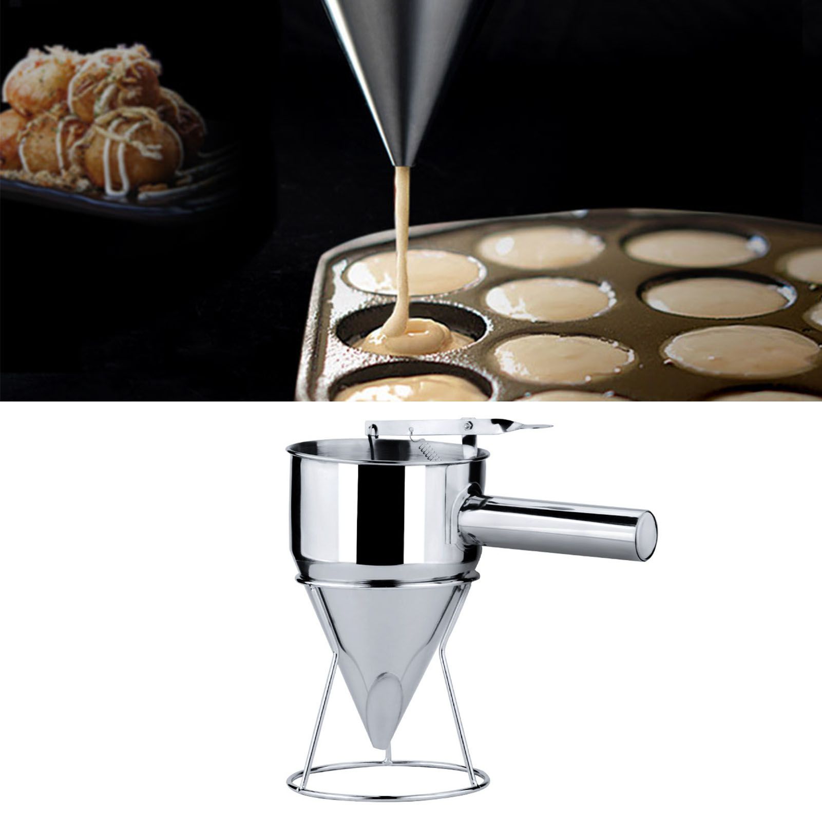 Stainless Steel Pancake Batter Dispenser Funnel 1200ML Large Capacity Conical view 5