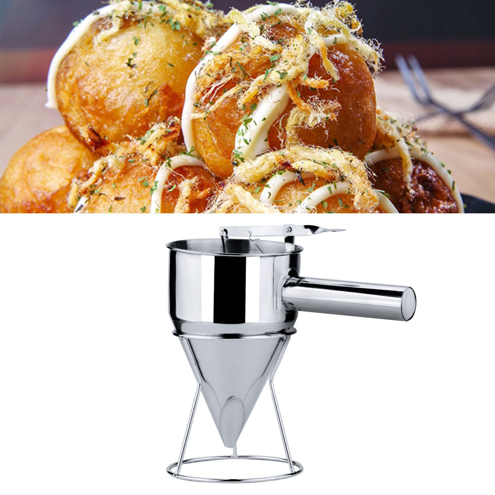 Stainless Steel Pancake Batter Dispenser Funnel 1200ML Large Capacity Conical view 6