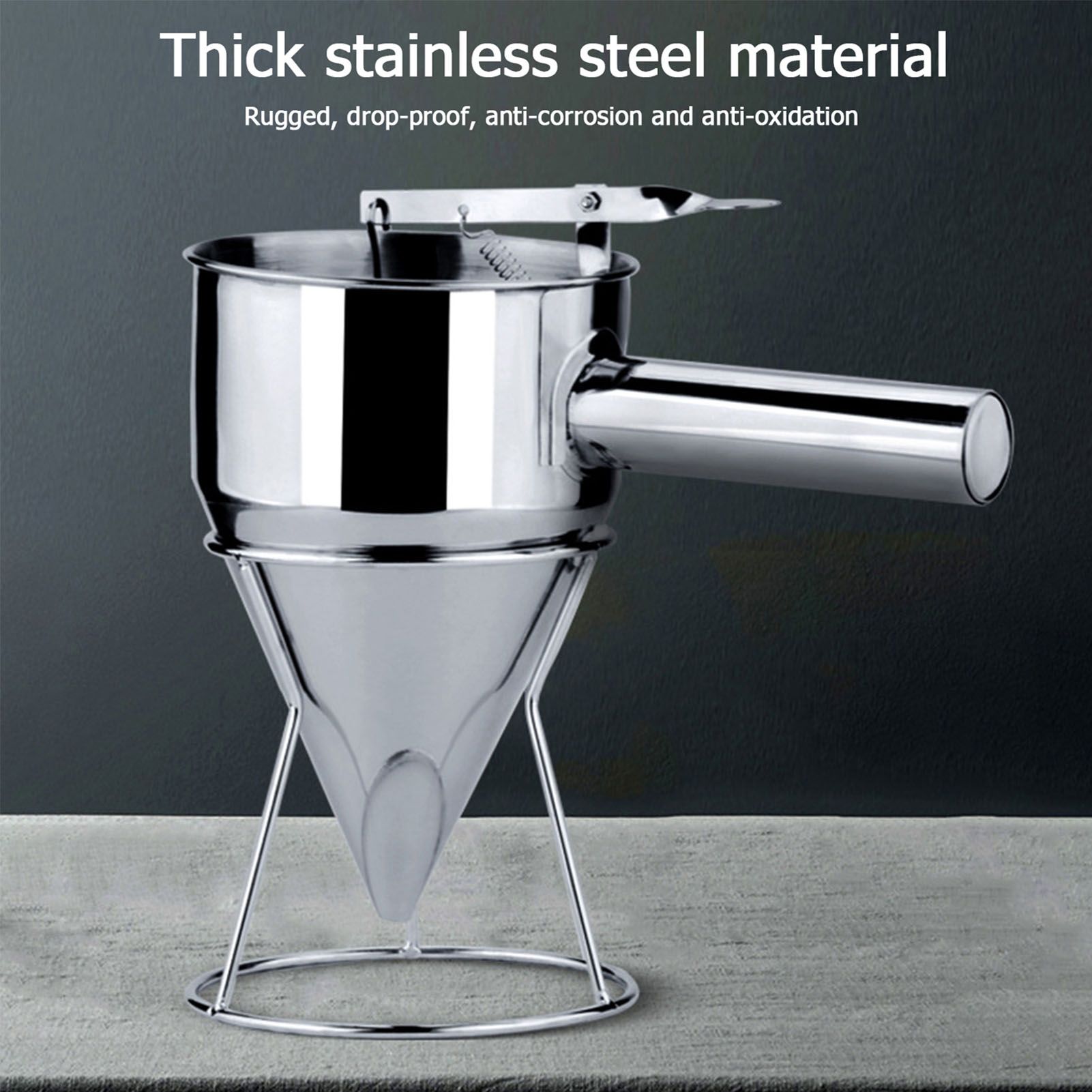 Stainless Steel Pancake Batter Dispenser Funnel 1200ML Large Capacity Conical view 11