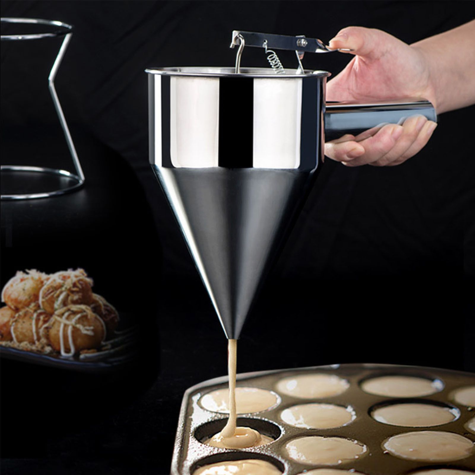 Stainless Steel Pancake Batter Dispenser Funnel 1200ML Large Capacity Conical view 12