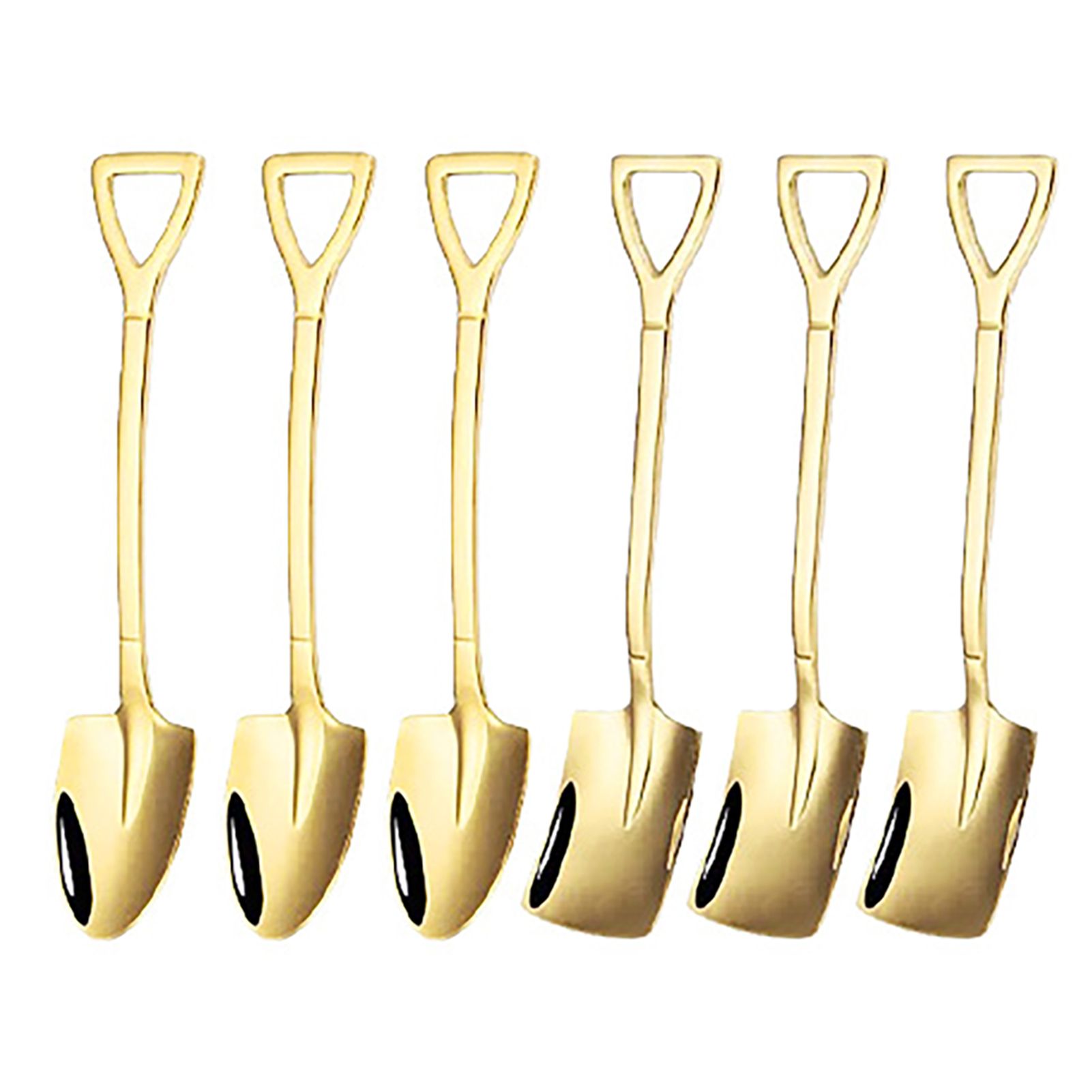 6Pcs Shovel Spoon Set 15cm Stainless Steel Square Shovel Spoon and Pointed
