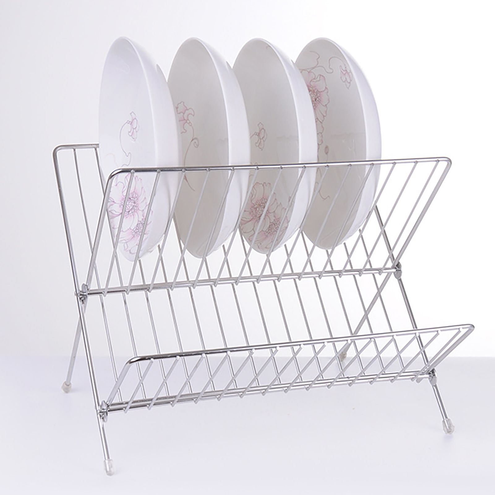 Dish Drainers Foldable X Shape 2 Tier Dish Drying Rack Dinner Plate Bowl view 14