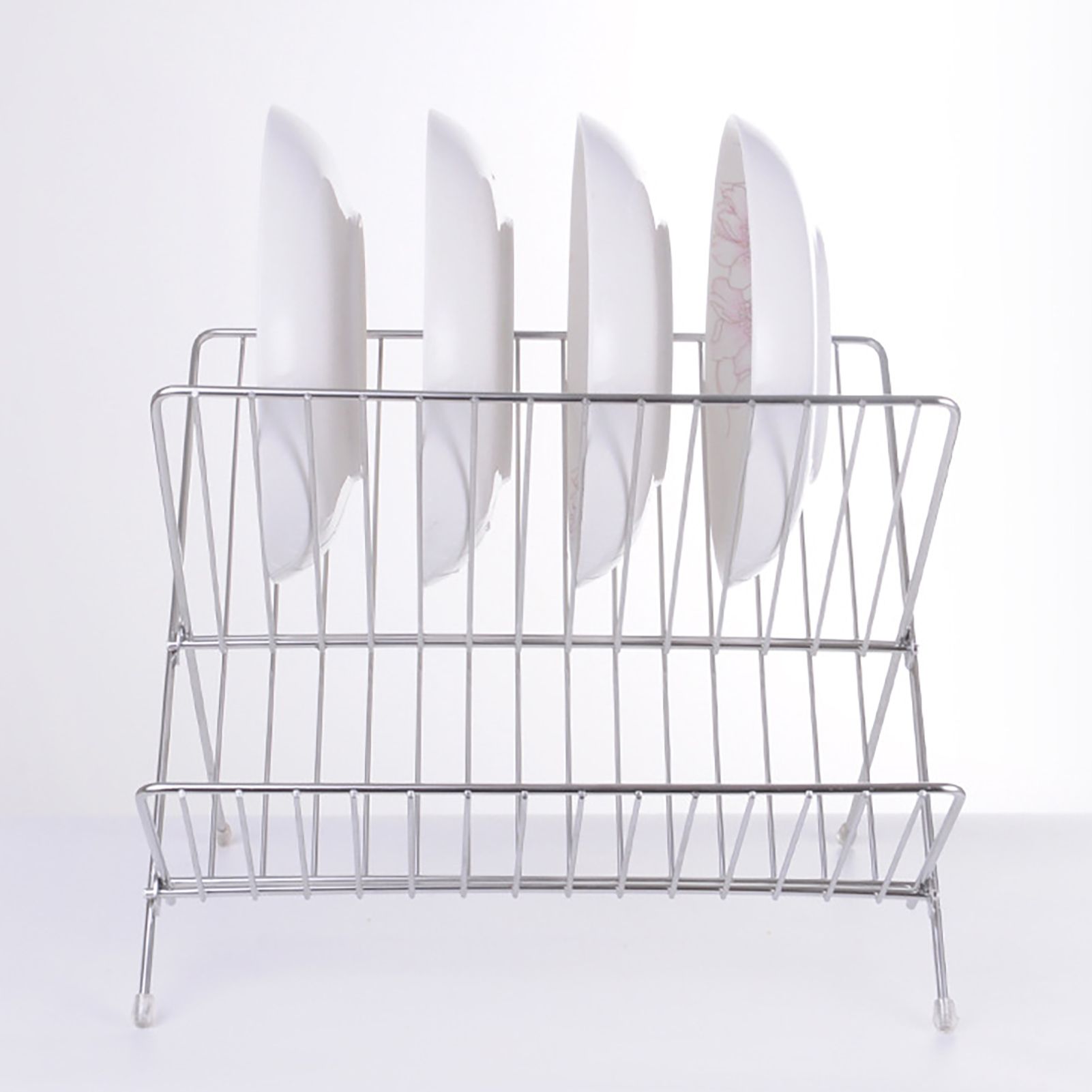 Dish Drainers Foldable X Shape 2 Tier Dish Drying Rack Dinner Plate Bowl view 15