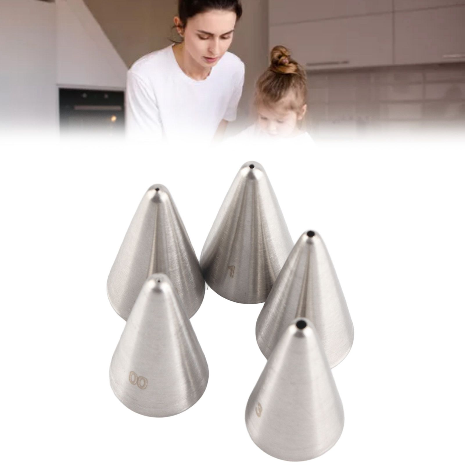 5 Pcs Piping Tips Set Stainless Steel Cake Decorating Supplies for Baking view 6