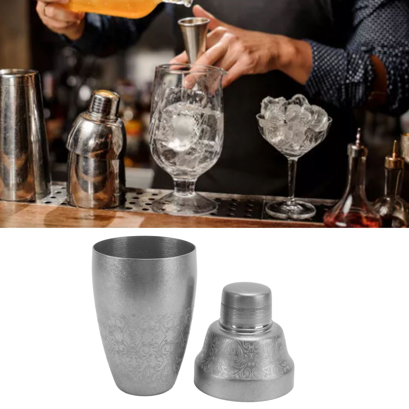 Cocktail Shaker 304 Stainless Steel Boston Shaker Mixer with Built in Strainer view 12