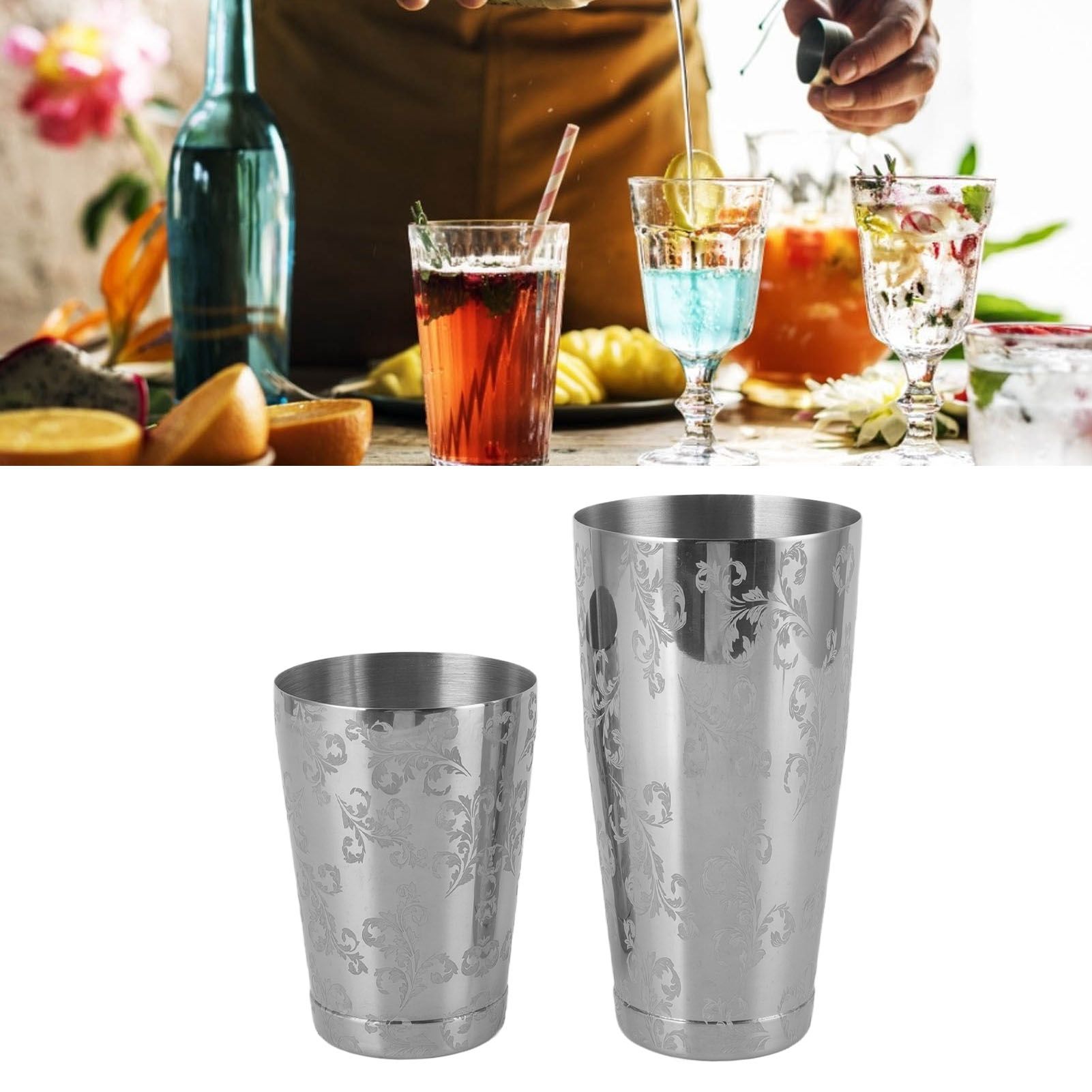 Stainless Steel Cocktail Shaker Engraved Martini Shaker Silver Japanese view 12