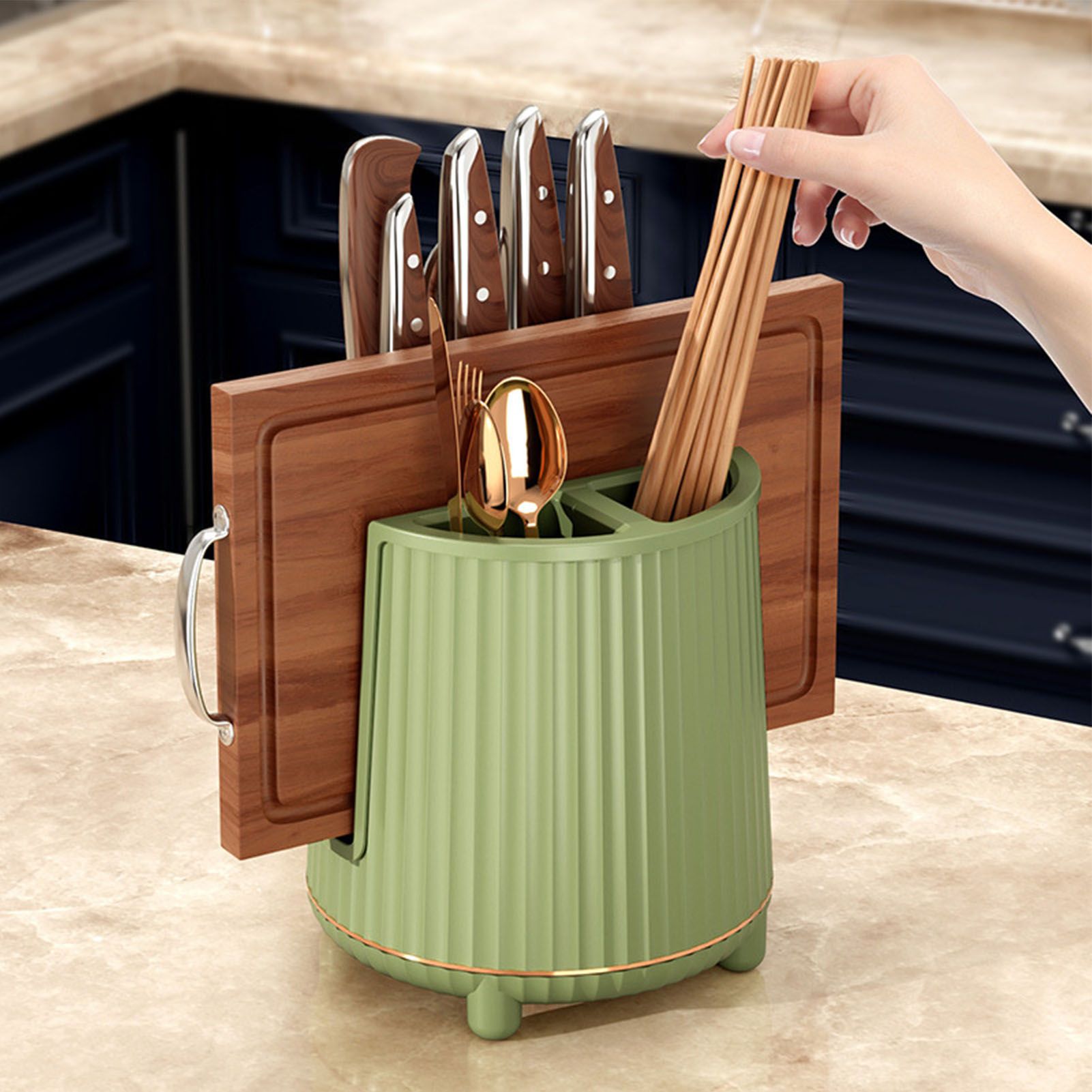 Multifunctional Rotating Knife Holder Kitchen Chopping Board Knife Storage view 6