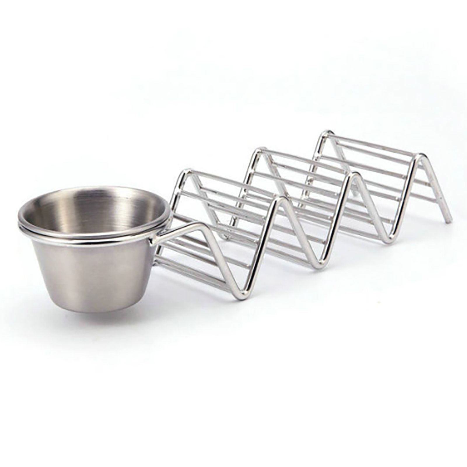 Taco Stand Stainless Steel 3 Grid V Shaped Glossy Taco Holder Rack for Kitchen view 2