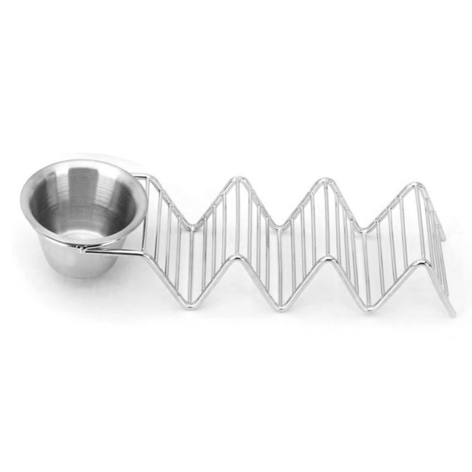 Taco Stand Stainless Steel 3 Grid V Shaped Glossy Taco Holder Rack for Kitchen view 4
