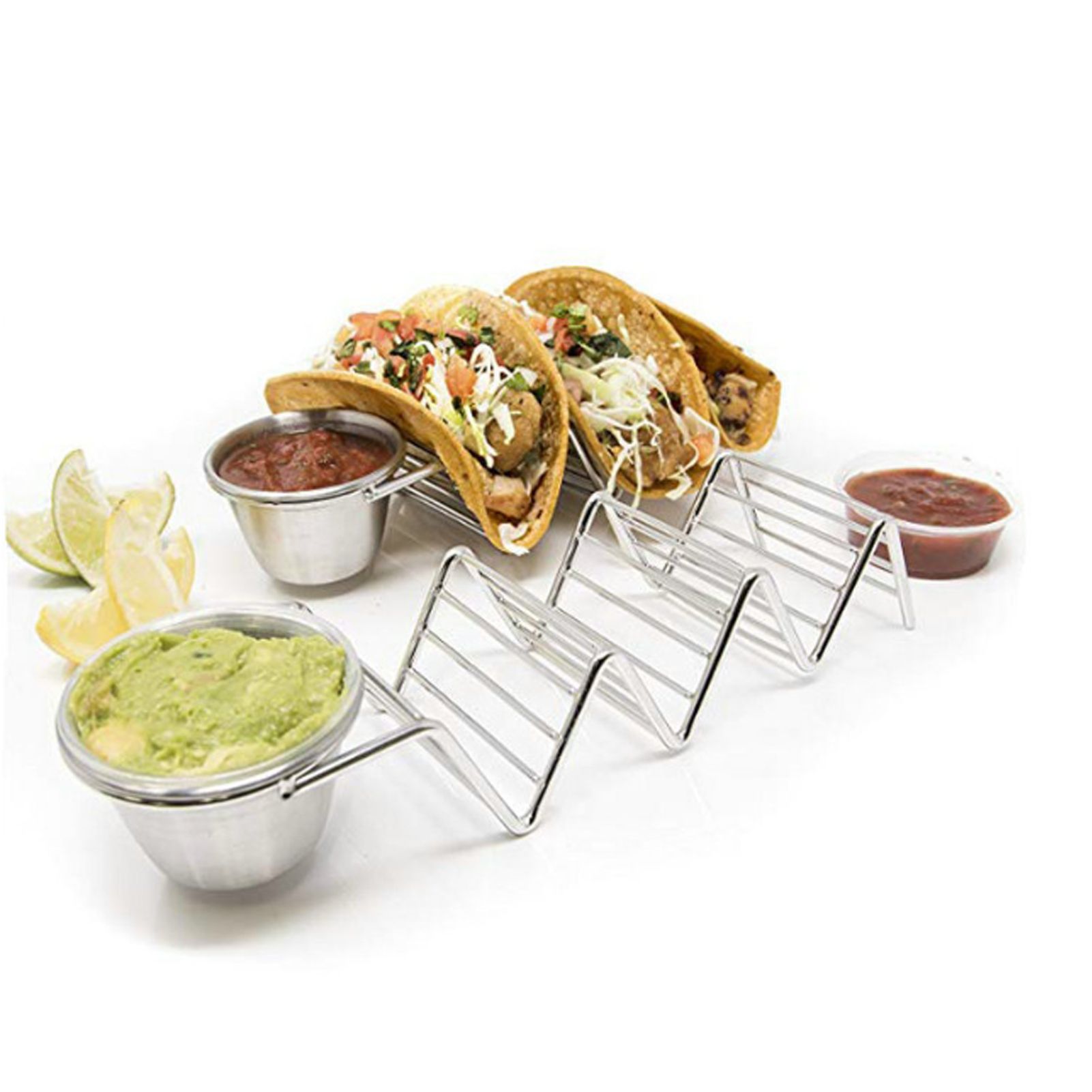 Taco Stand Stainless Steel 3 Grid V Shaped Glossy Taco Holder Rack for Kitchen view 5