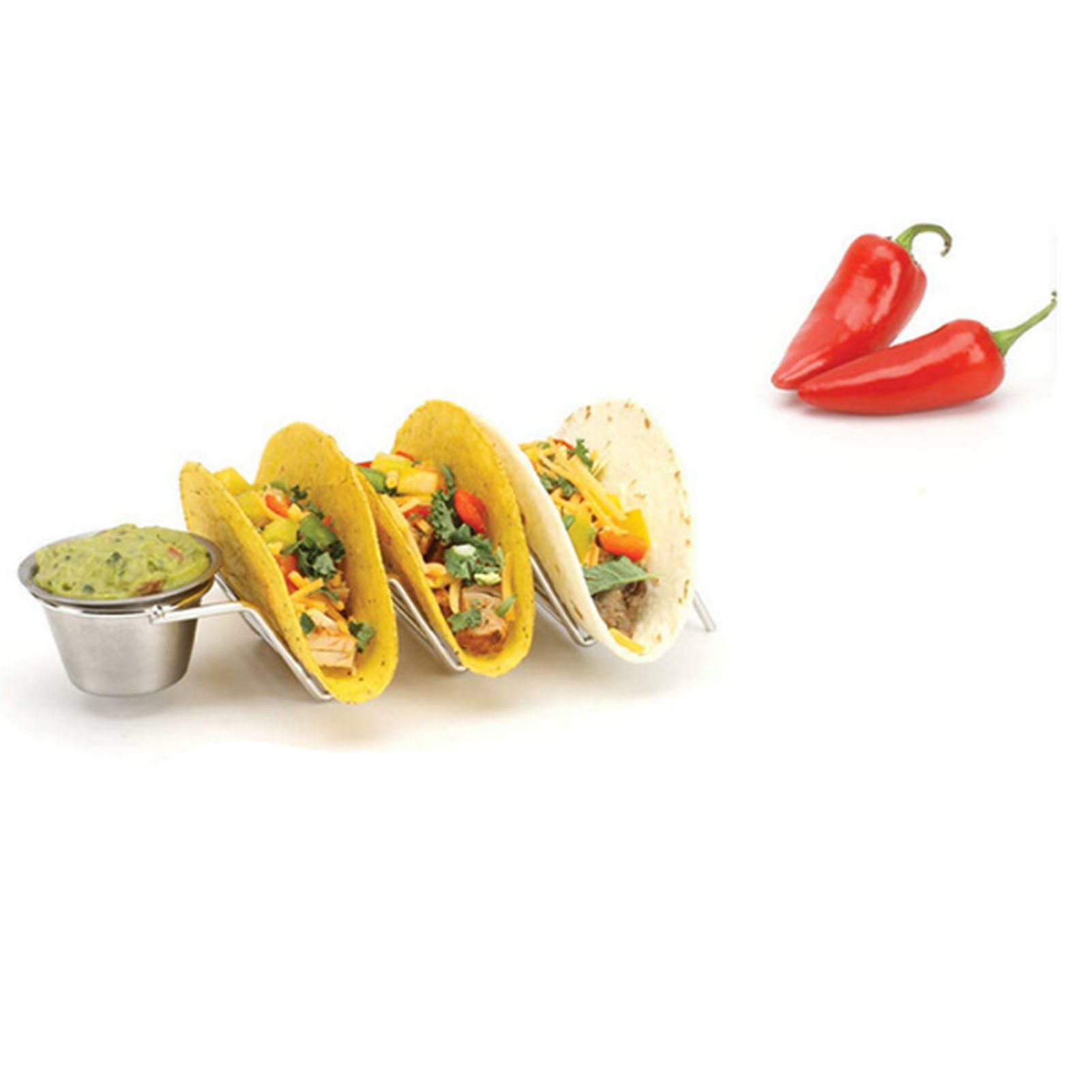 Taco Stand Stainless Steel 3 Grid V Shaped Glossy Taco Holder Rack for Kitchen view 6