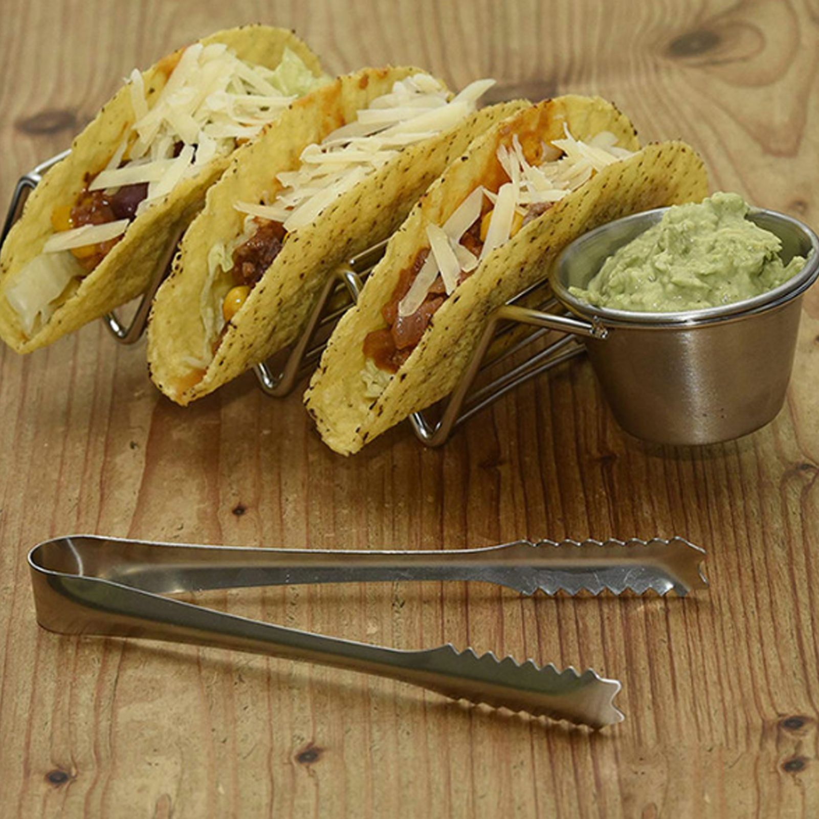 Taco Stand Stainless Steel 3 Grid V Shaped Glossy Taco Holder Rack for Kitchen view 11