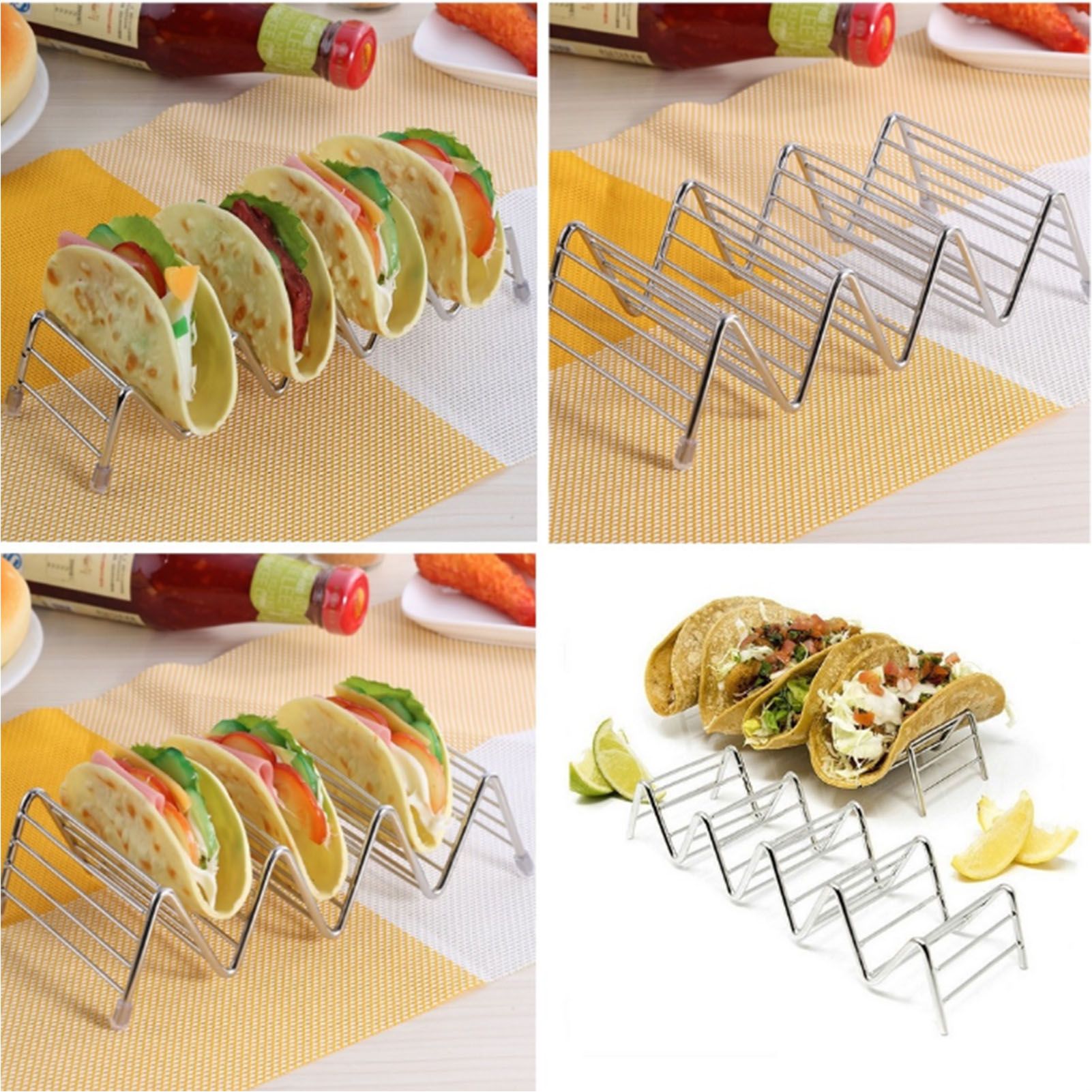 Stainless Steel V Shaped Taco Holder Corn Roll Spring Roll Taco Stand Home view 5