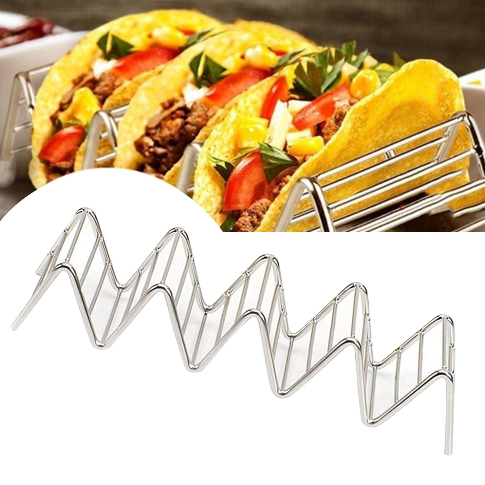 Stainless Steel V Shaped Taco Holder Corn Roll Spring Roll Taco Stand Home view 5