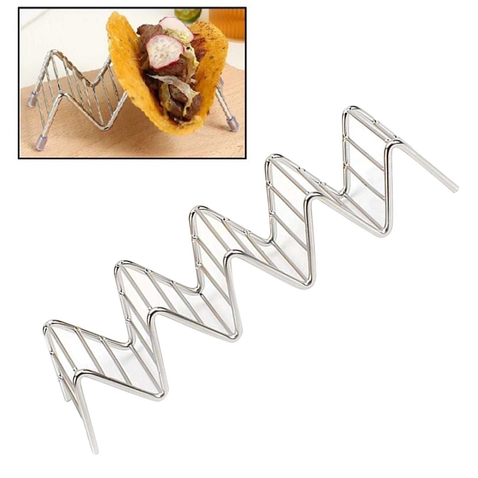 Stainless Steel V Shaped Taco Holder Corn Roll Spring Roll Taco Stand Home view 6