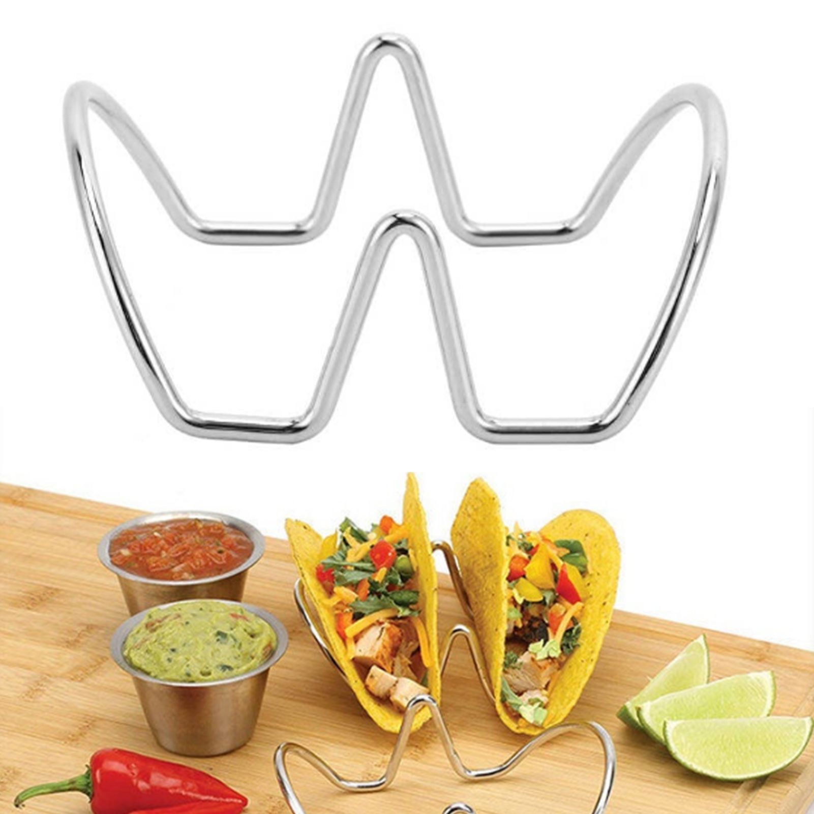Taco Holder U Shaped Taco Rack Stainless Steel Taco Shell Stand Up Holder for view 6