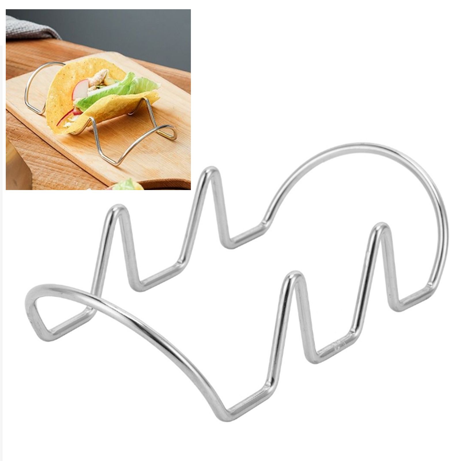 Taco Holder U Shaped Taco Rack Stainless Steel Taco Shell Stand Up Holder for view 9