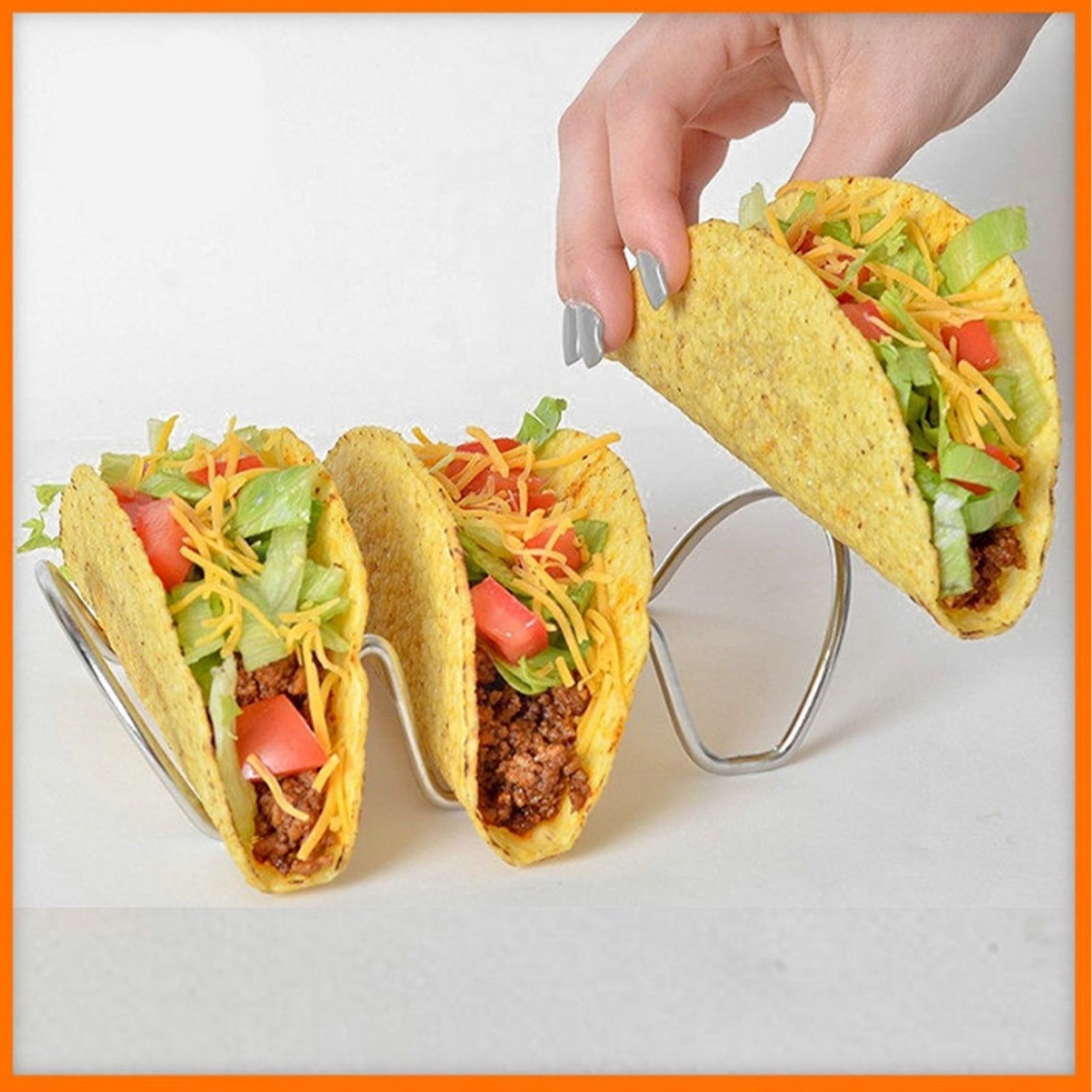 Taco Holder U Shaped Taco Rack Stainless Steel Taco Shell Stand Up Holder for view 10