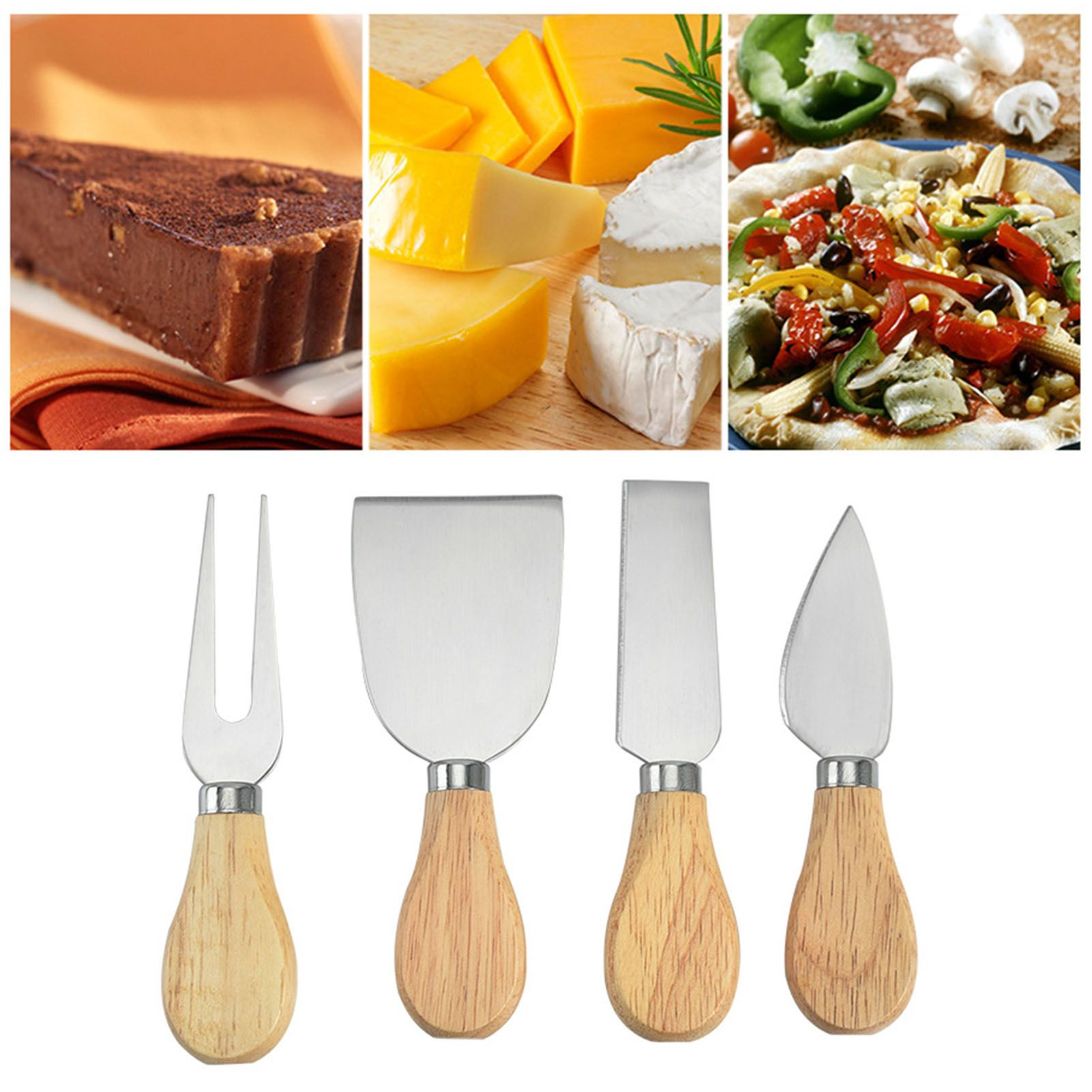Cheese Knives Set Stainless Steel Blade Ergonomic Handle Cheese Cutter Fork view 6
