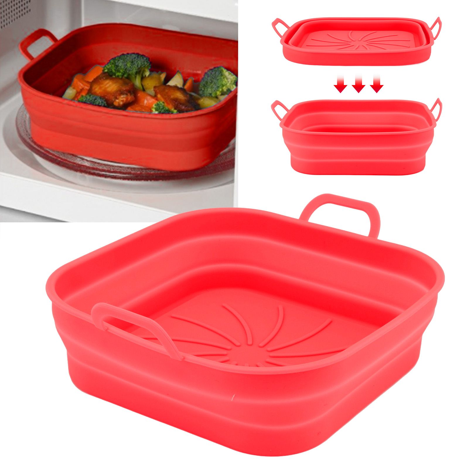 20.5cm Fryer Liners Square Folding Dishwasher Safe Silicone Fryer Pot Basket view 11