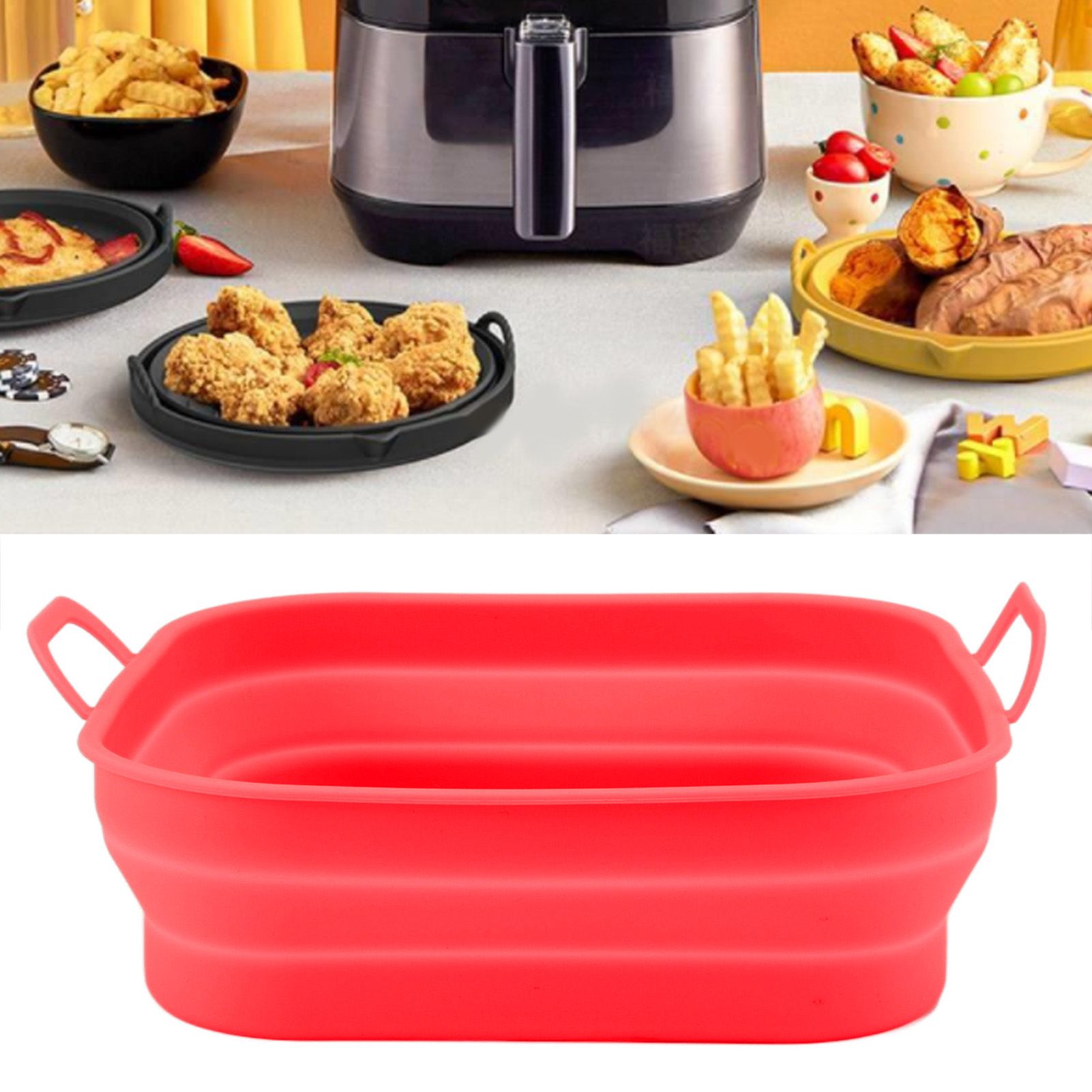 20.5cm Fryer Liners Square Folding Dishwasher Safe Silicone Fryer Pot Basket view 12