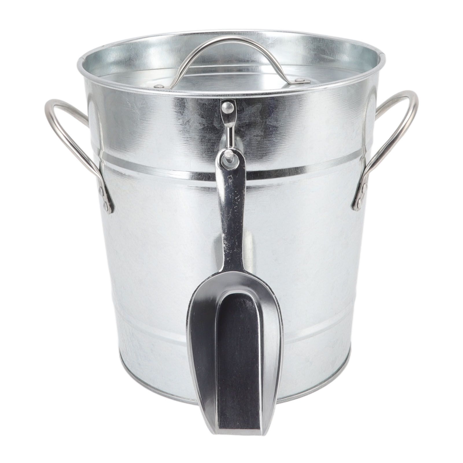 Ice Bucket Round with Ice Shovel Galvanized Sheet Plastic Beer Chiller Bin for view 2
