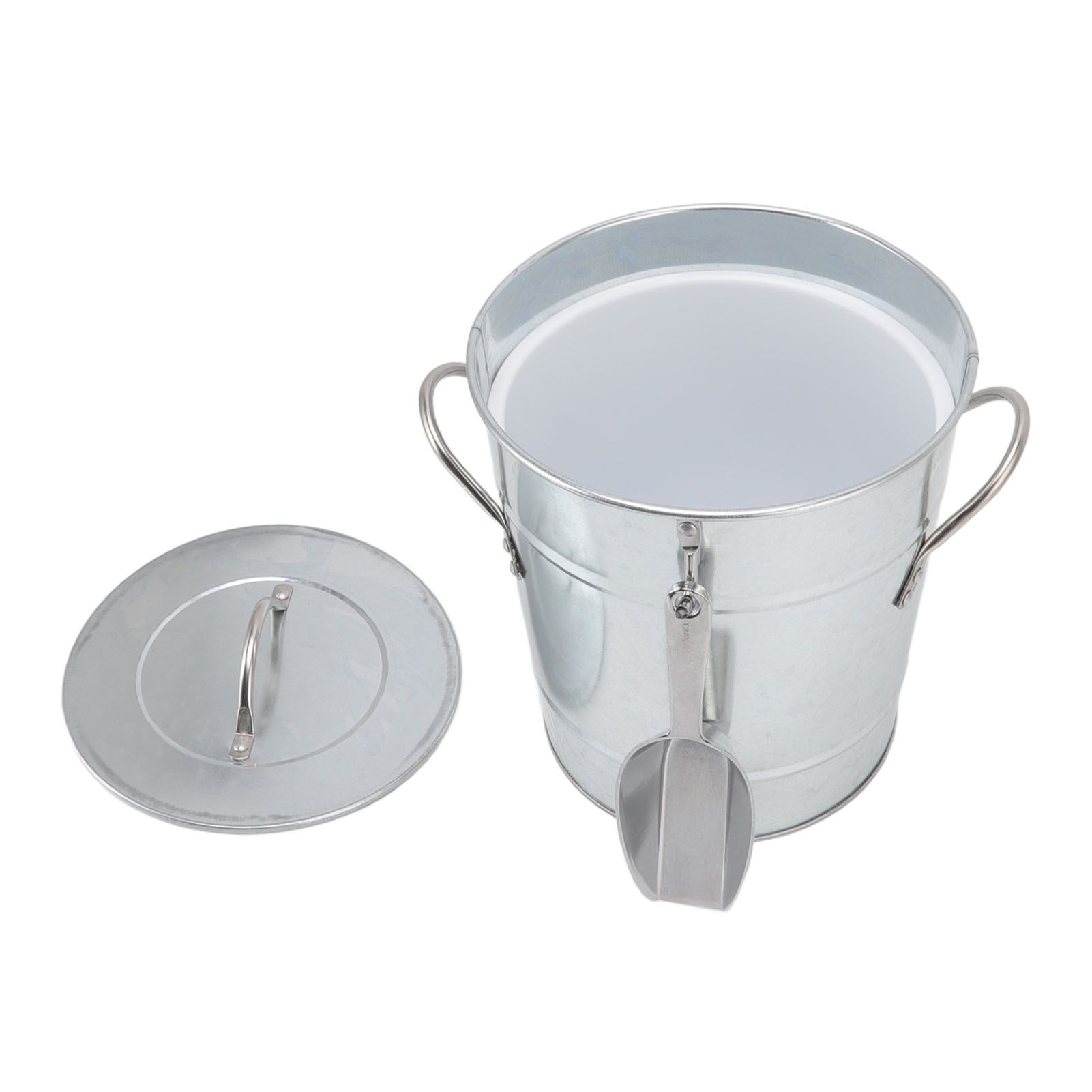 Ice Bucket Round with Ice Shovel Galvanized Sheet Plastic Beer Chiller Bin for view 7