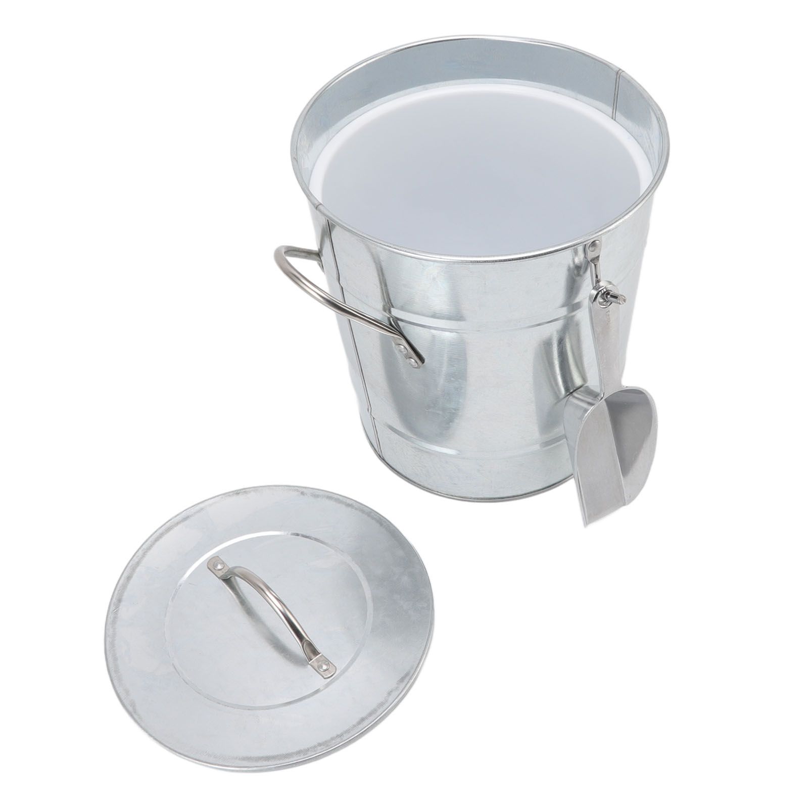 Ice Bucket Round with Ice Shovel Galvanized Sheet Plastic Beer Chiller Bin for view 8