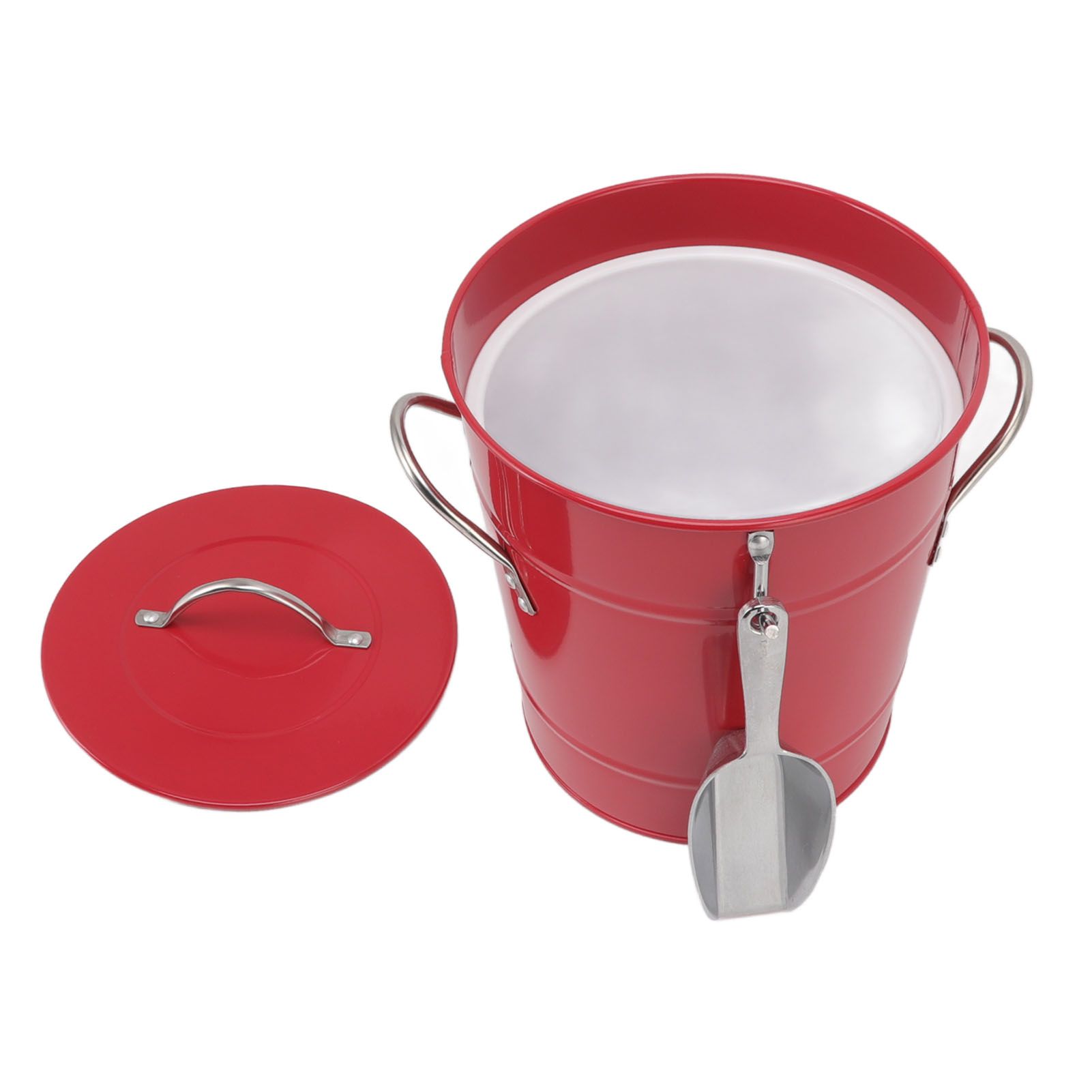 Ice Bucket Round with Ice Shovel Galvanized Sheet Plastic Beer Chiller Bin for view 7