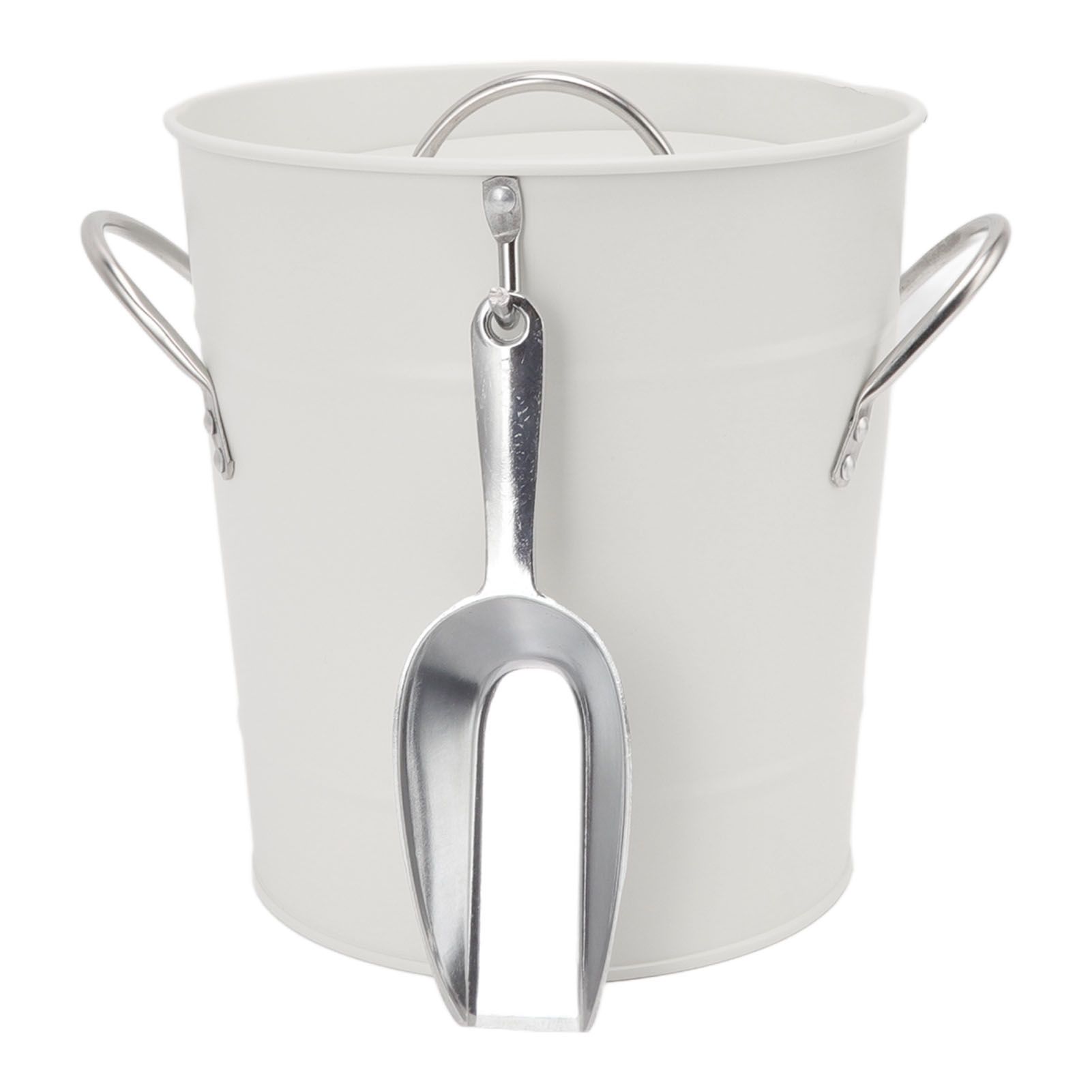 Ice Bucket Round with Ice Shovel Galvanized Sheet Plastic Beer Chiller Bin for view 5