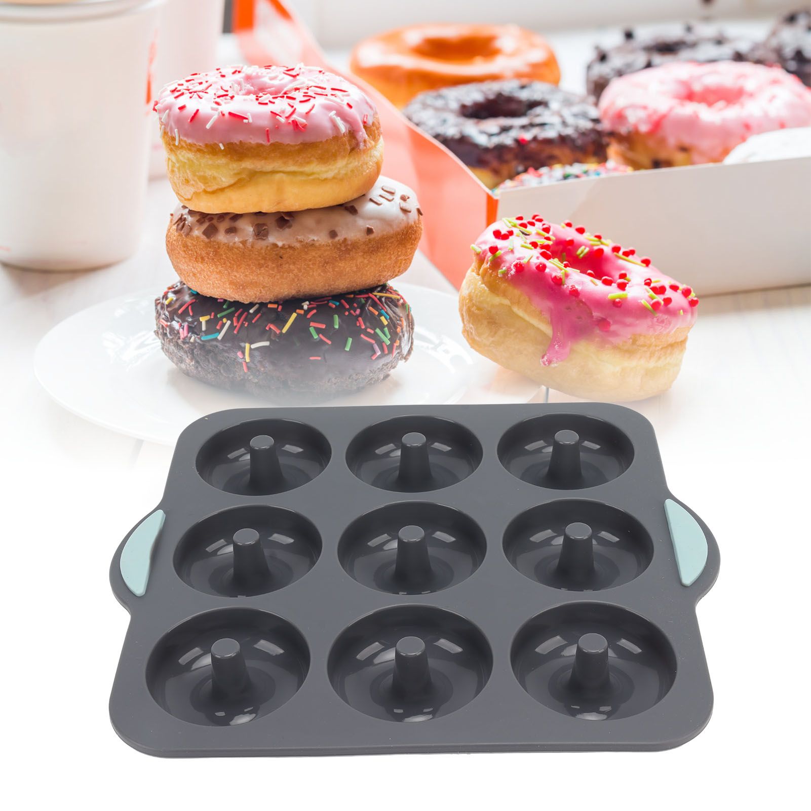Silicone Donut Mold 9 Cavity Prevents Stick Safe Heat Resistance Doughnut Pan view 11