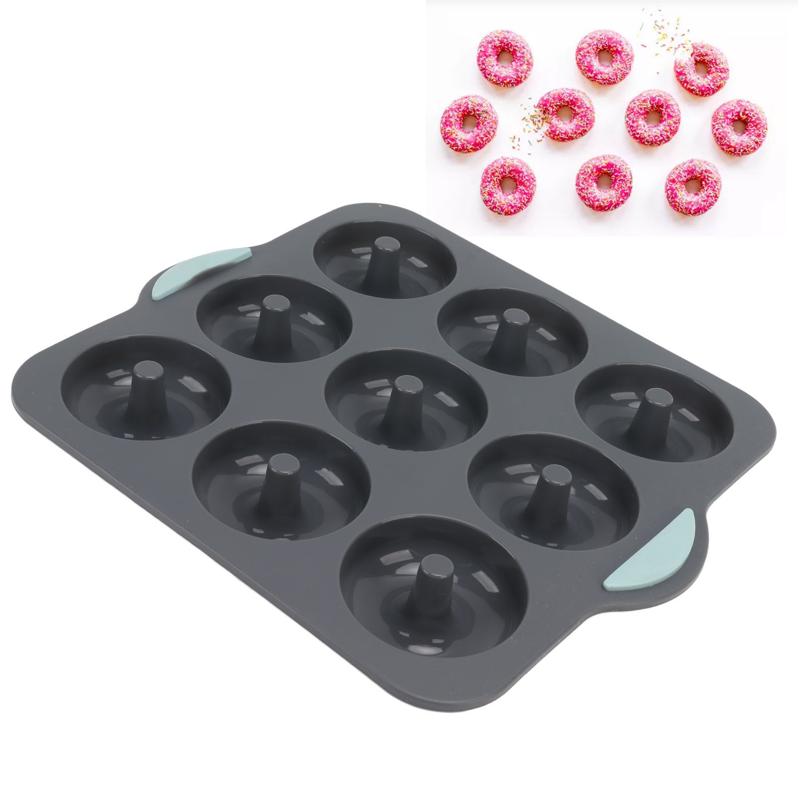 Silicone Donut Mold 9 Cavity Prevents Stick Safe Heat Resistance Doughnut Pan view 12