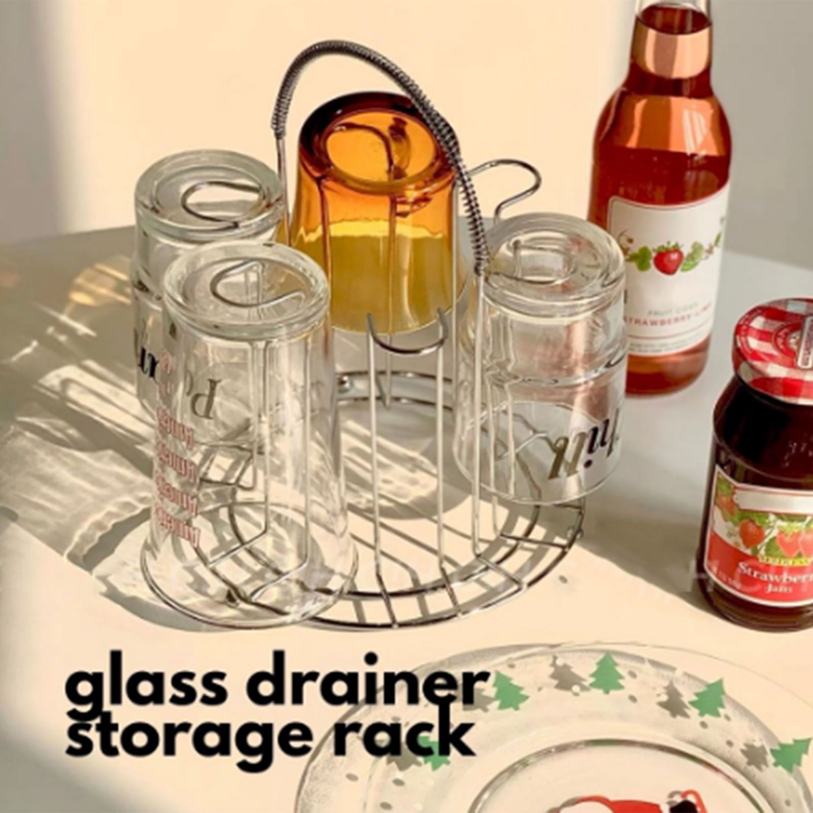 Glass Water Cup Rack Bracket Stainless Steel Household Draining Cup Storage view 9